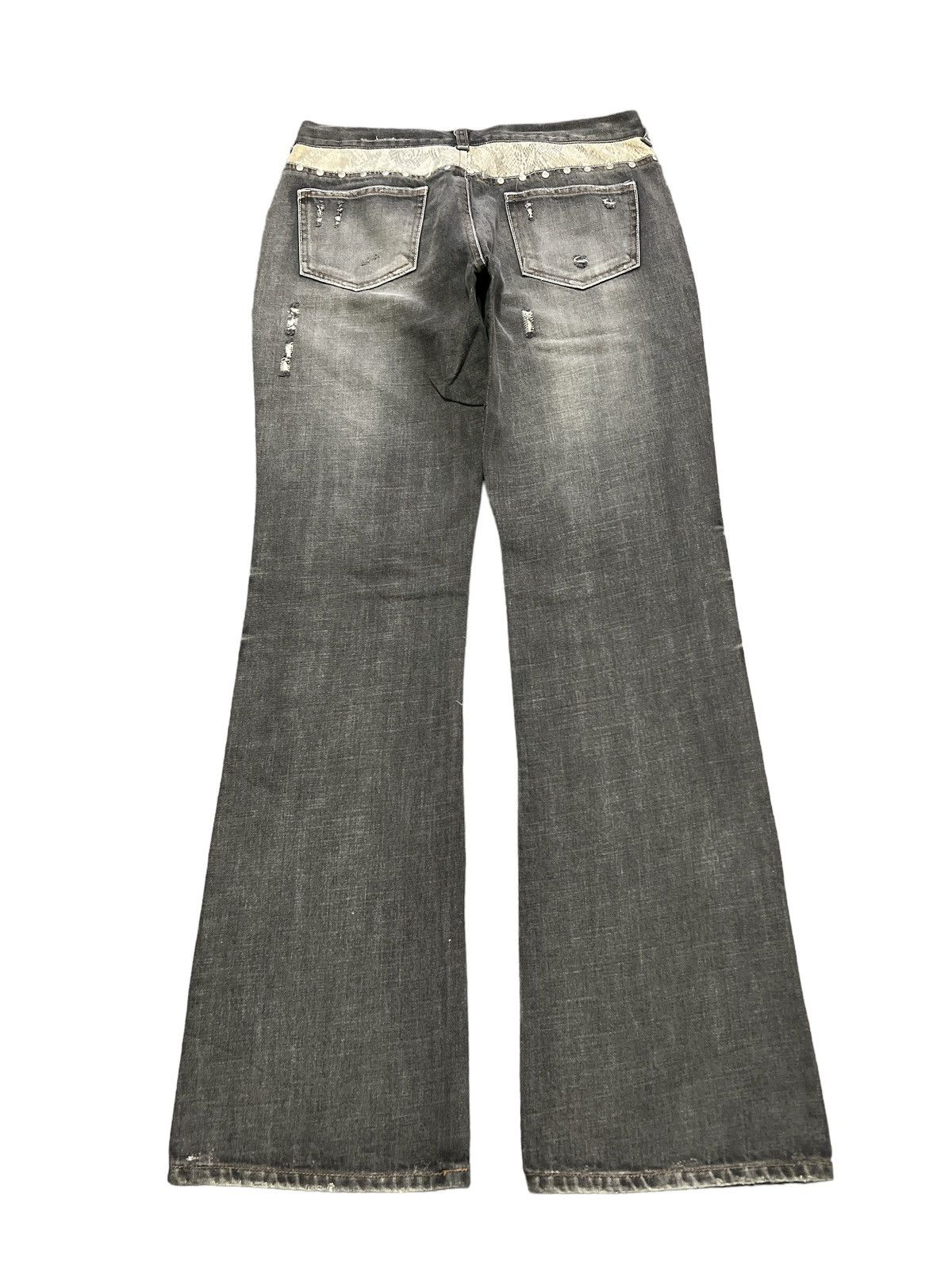 Japanese Brand × Vintage FLARED 💥UNKNOWN STUDDED RIPPED DISTRESSED DENIM PANT Size US 31 - 6 Thumbnail