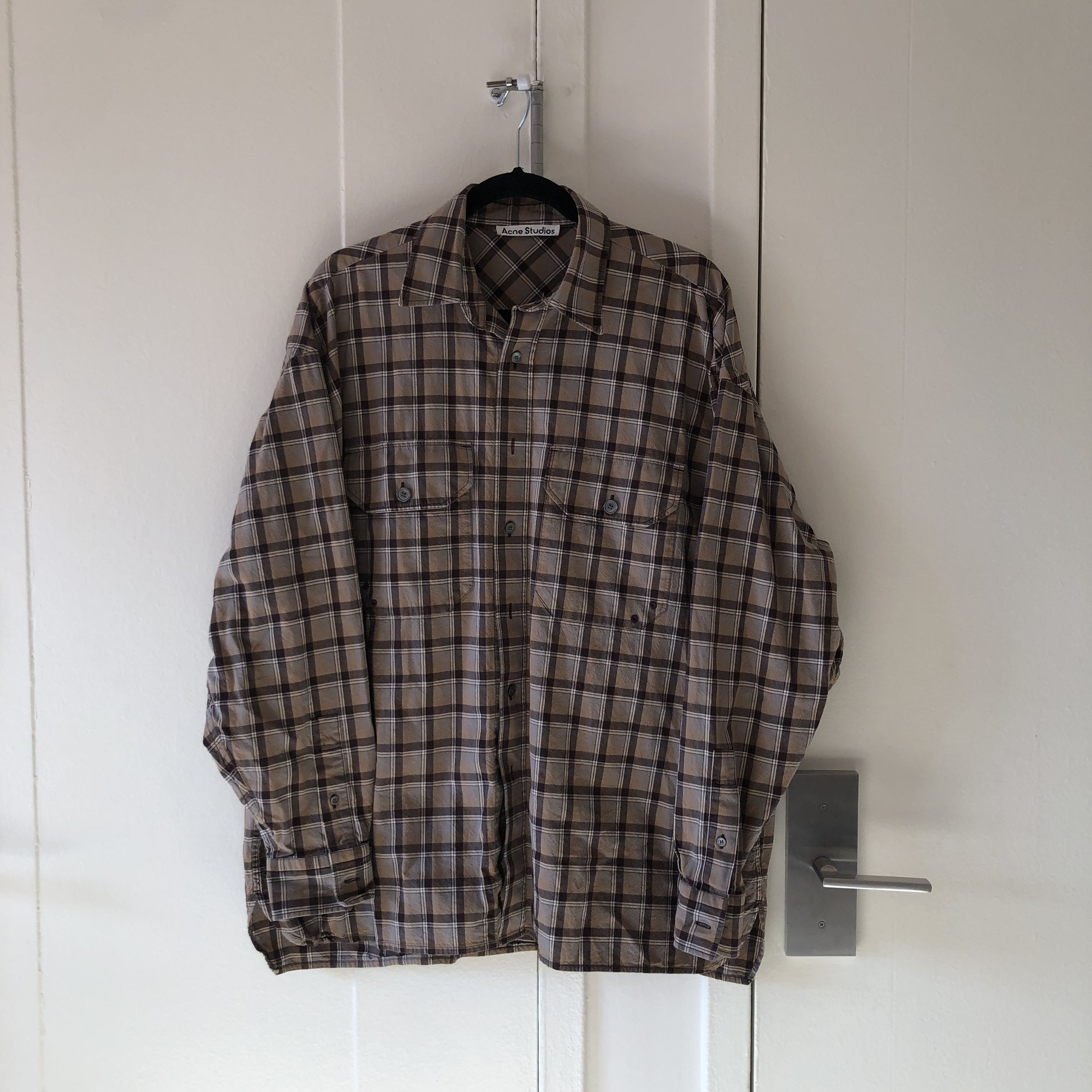 image of Acne Studios Oversized Utility Shirt in Plaid, Men's (Size XL)