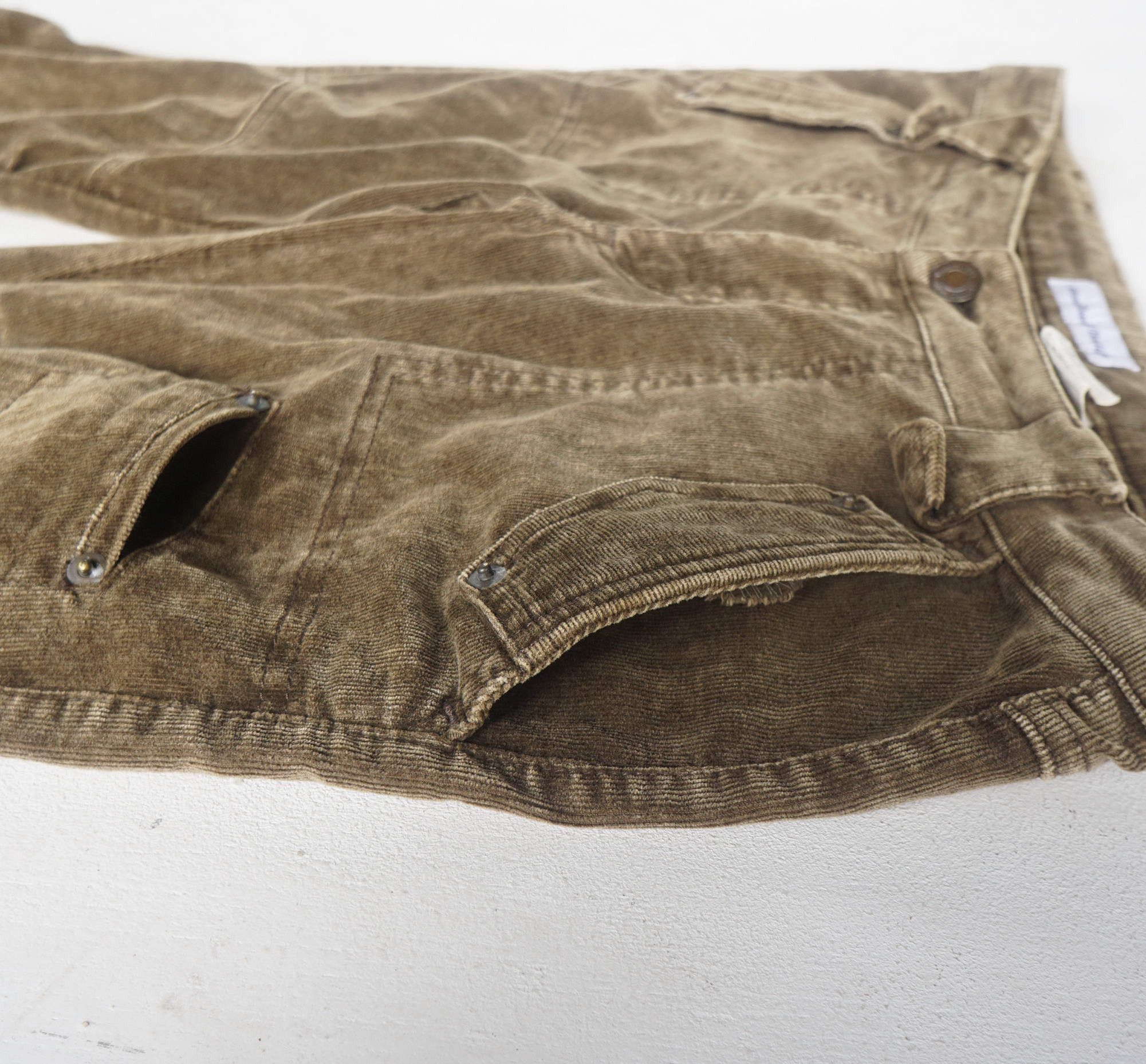 Japanese Brand 40ans REQUEST BOUTIQUE Low Rise Corduroy with Hem Buckle Size 29" - 9 Thumbnail