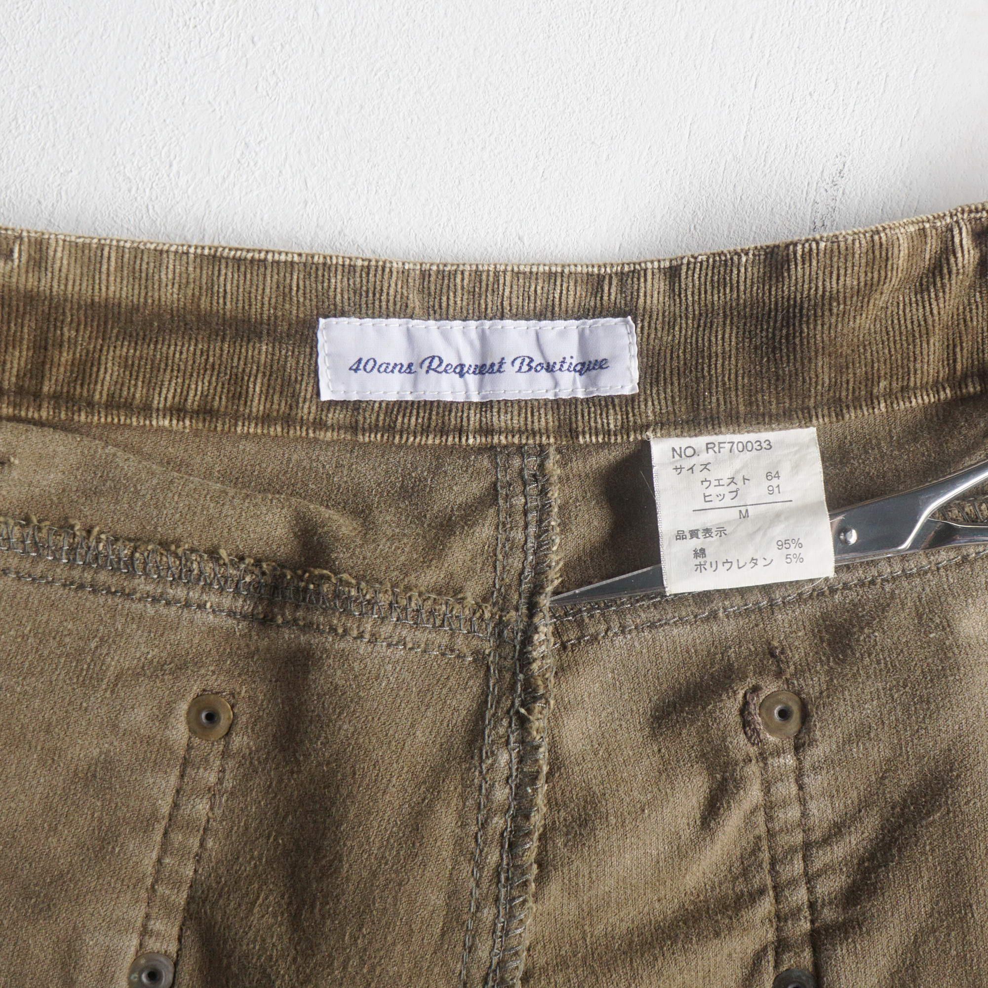 Japanese Brand 40ans REQUEST BOUTIQUE Low Rise Corduroy with Hem Buckle Size 29" - 14 Thumbnail