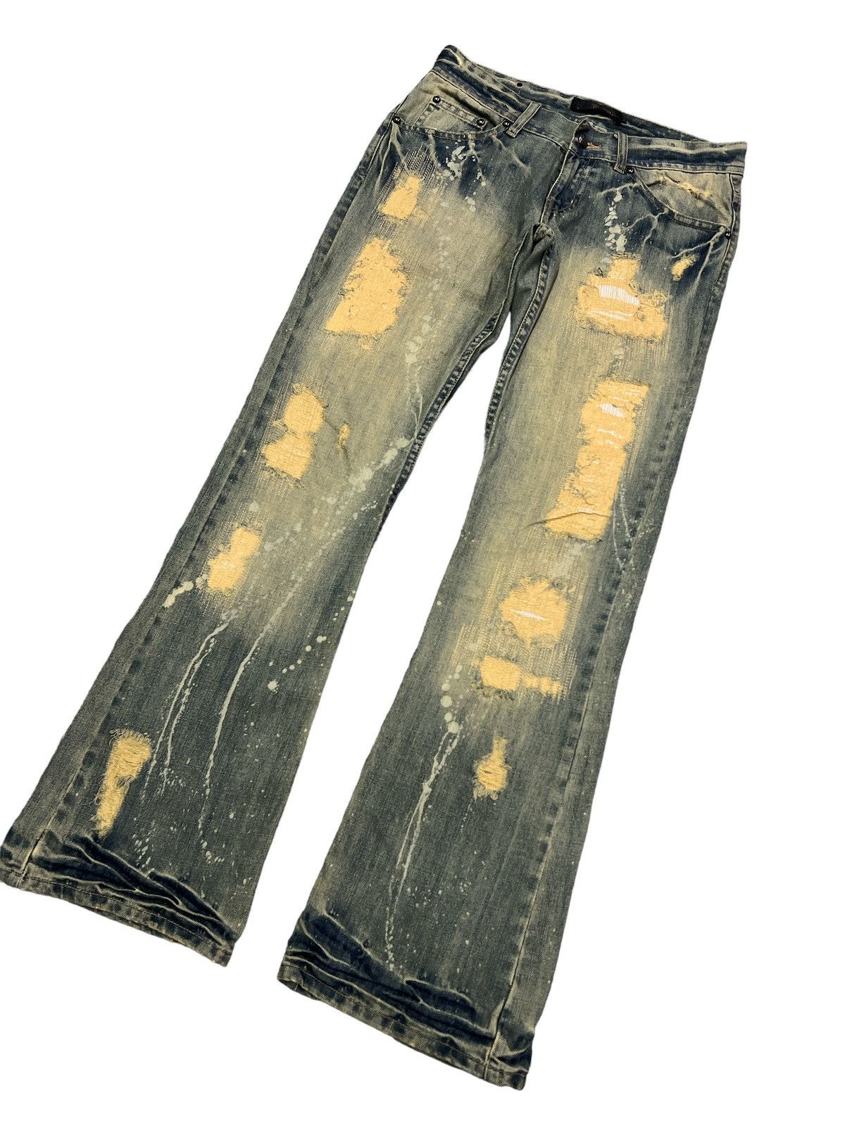 Vintage FLARED 💥MIDAS SASHIKO BORO SPLATED DISTRESSED DENIM PANT Size US 30 / EU 46 - 5 Thumbnail