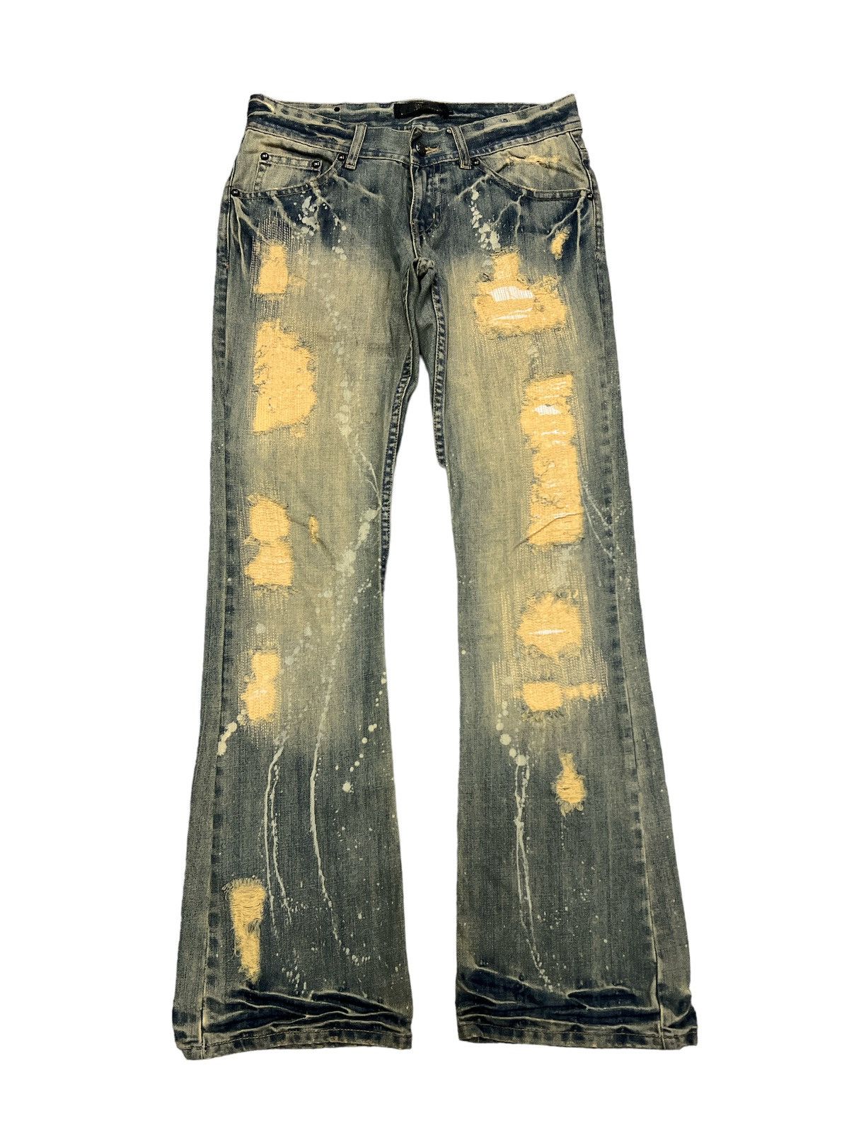 Vintage FLARED 💥MIDAS SASHIKO BORO SPLATED DISTRESSED DENIM PANT Size US 30 / EU 46 - 1 Thumbnail