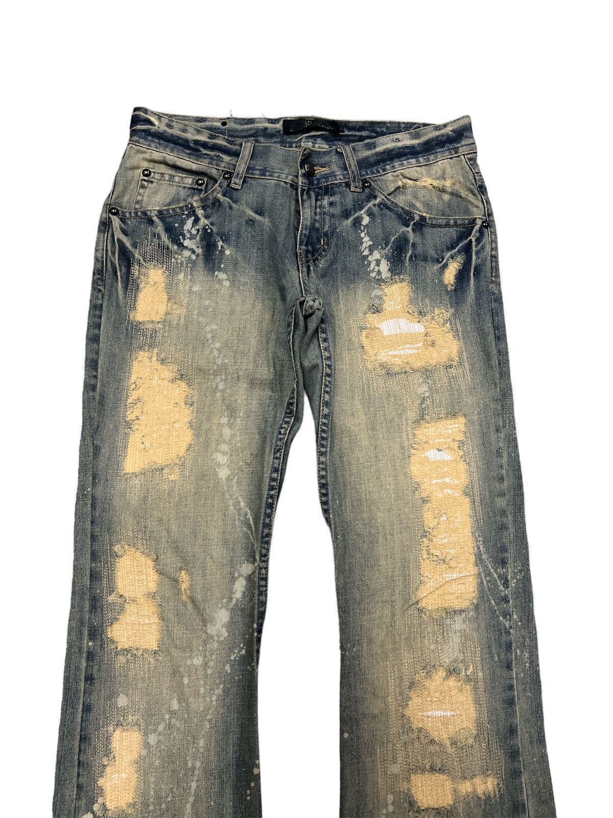 Vintage FLARED 💥MIDAS SASHIKO BORO SPLATED DISTRESSED DENIM PANT Size US 30 / EU 46 - 3 Thumbnail