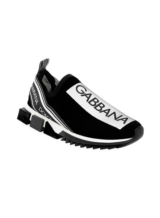 dolce & gabbana black white and red sorrento logo sneakers