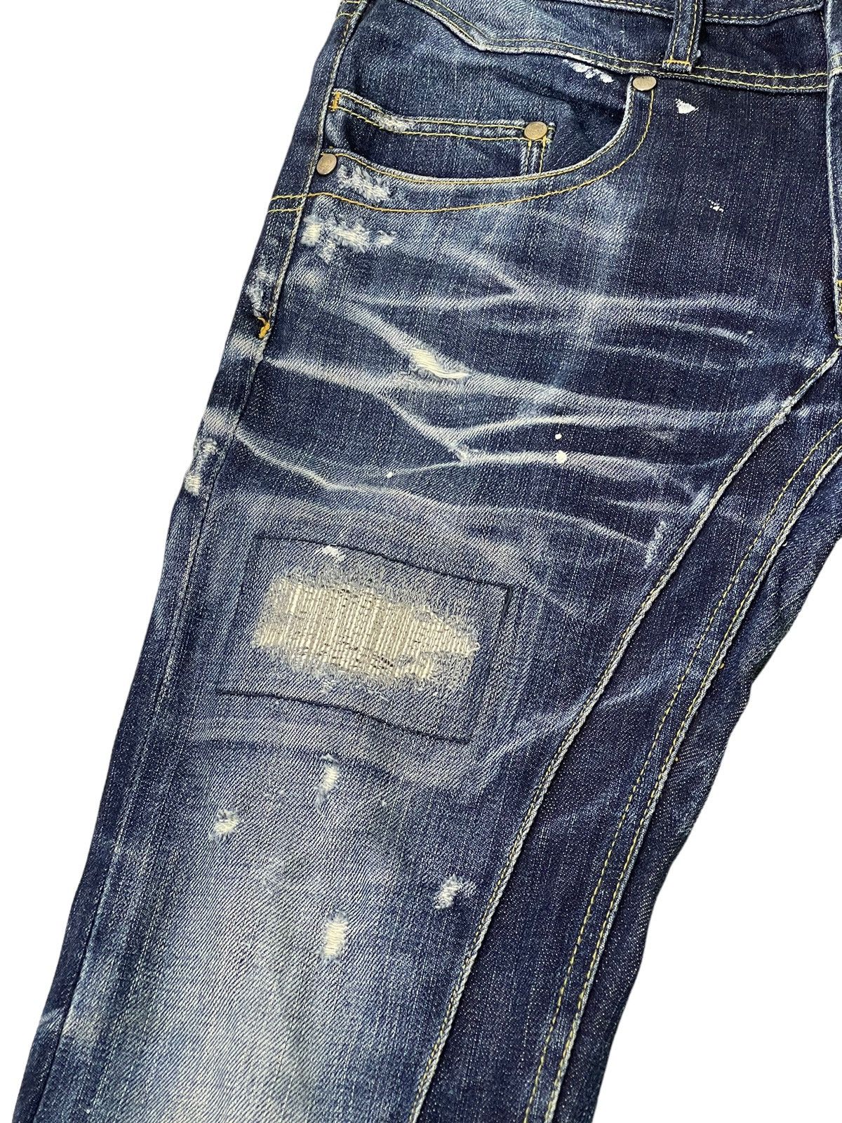 Japanese Brand Flare Jeans Jackrose Luv Maison Distress Denim Painted 5🟦 Size US 30 / EU 46 - 9 Thumbnail