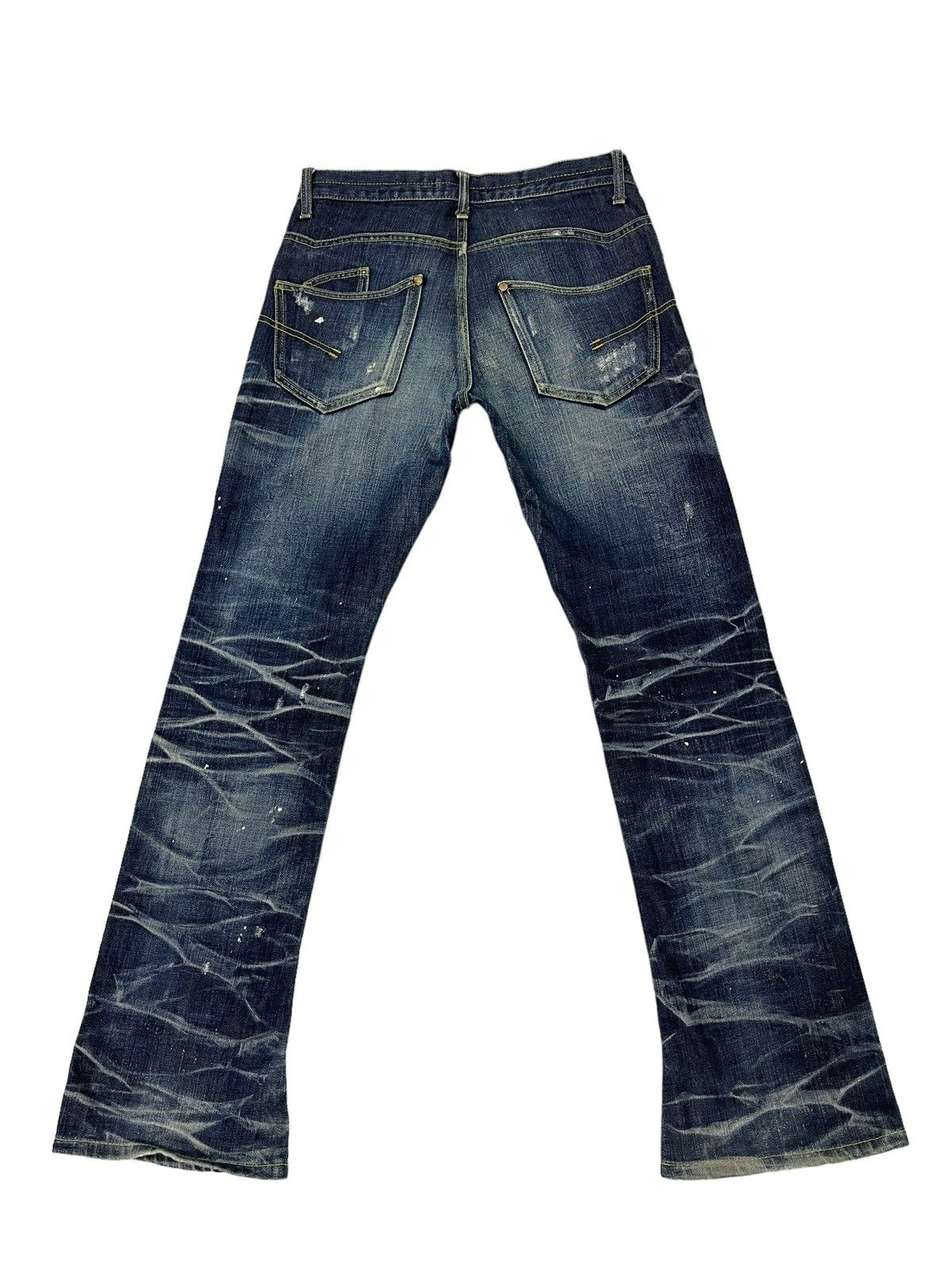 Japanese Brand Flare Jeans Jackrose Luv Maison Distress Denim Painted 5🟦 Size US 30 / EU 46 - 13 Thumbnail