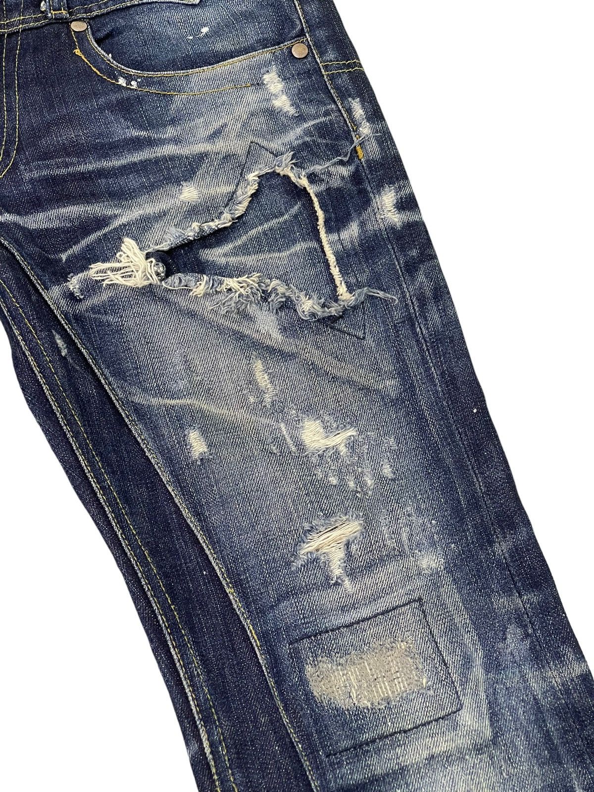 Japanese Brand Flare Jeans Jackrose Luv Maison Distress Denim Painted 5🟦 Size US 30 / EU 46 - 8 Thumbnail