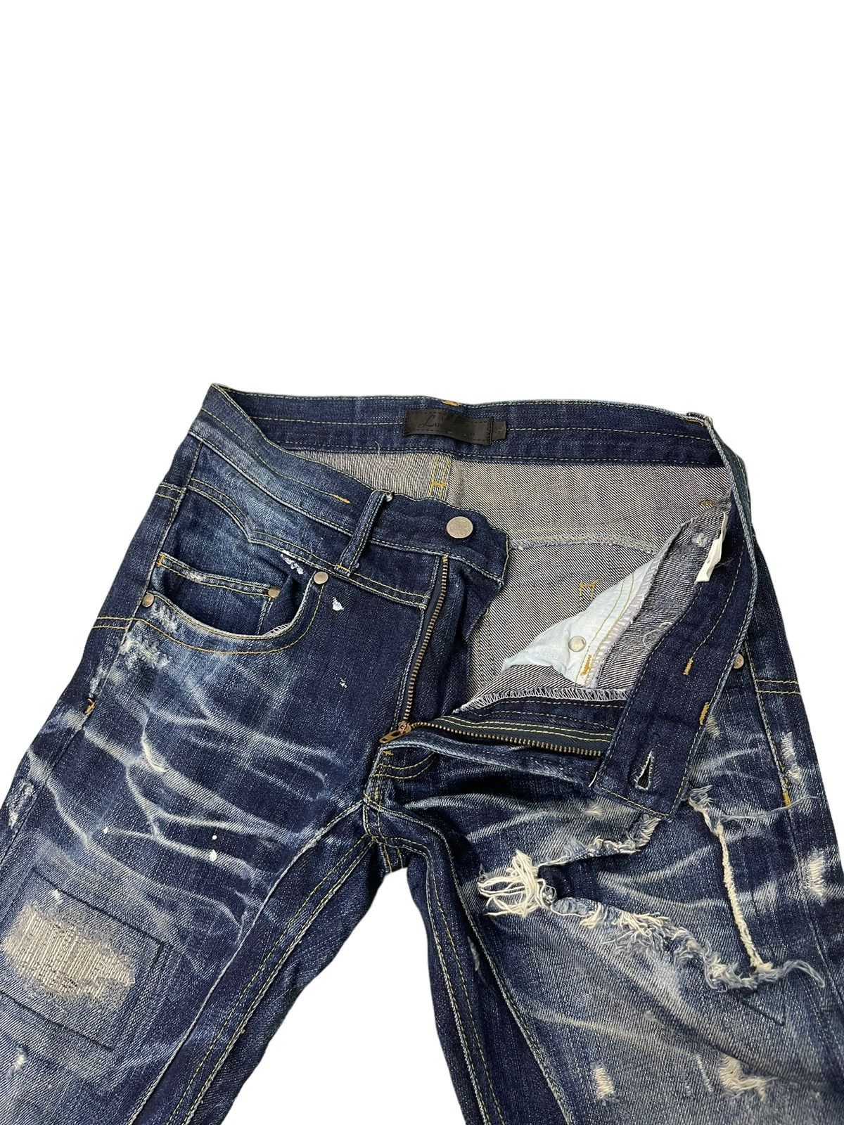Japanese Brand Flare Jeans Jackrose Luv Maison Distress Denim Painted 5🟦 Size US 30 / EU 46 - 12 Thumbnail