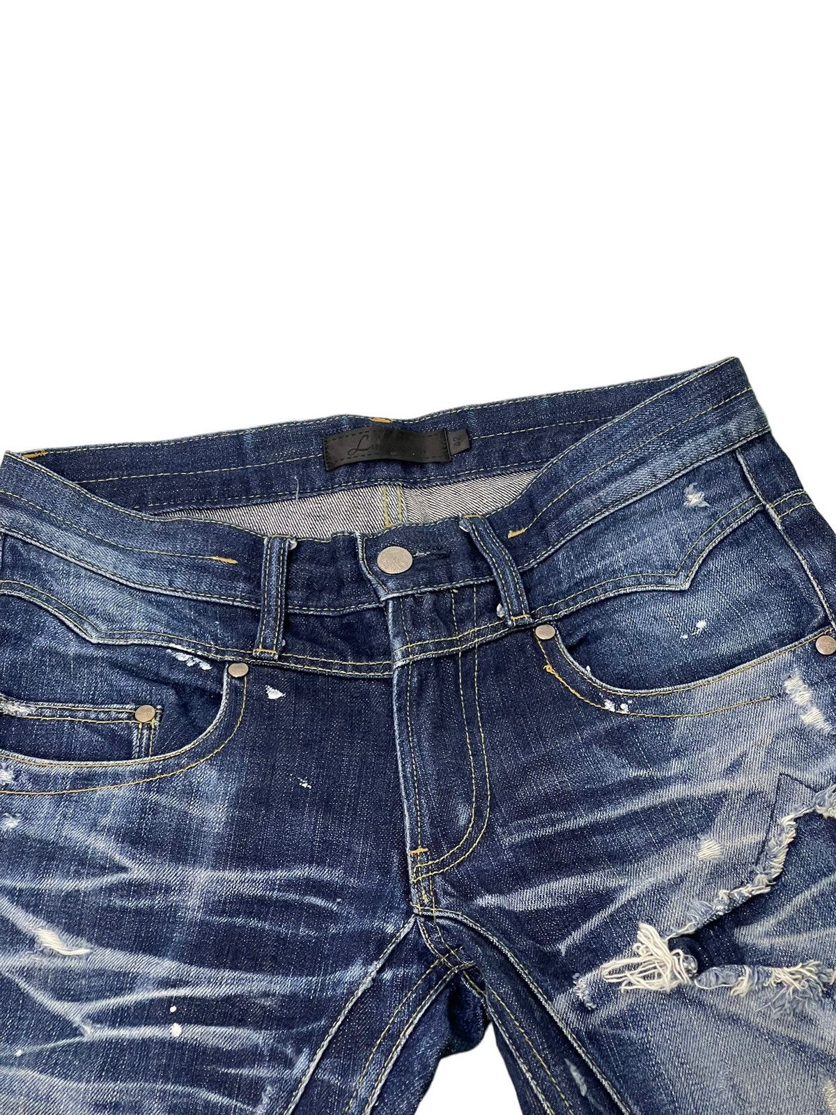 Japanese Brand Flare Jeans Jackrose Luv Maison Distress Denim Painted 5🟦 Size US 30 / EU 46 - 10 Thumbnail