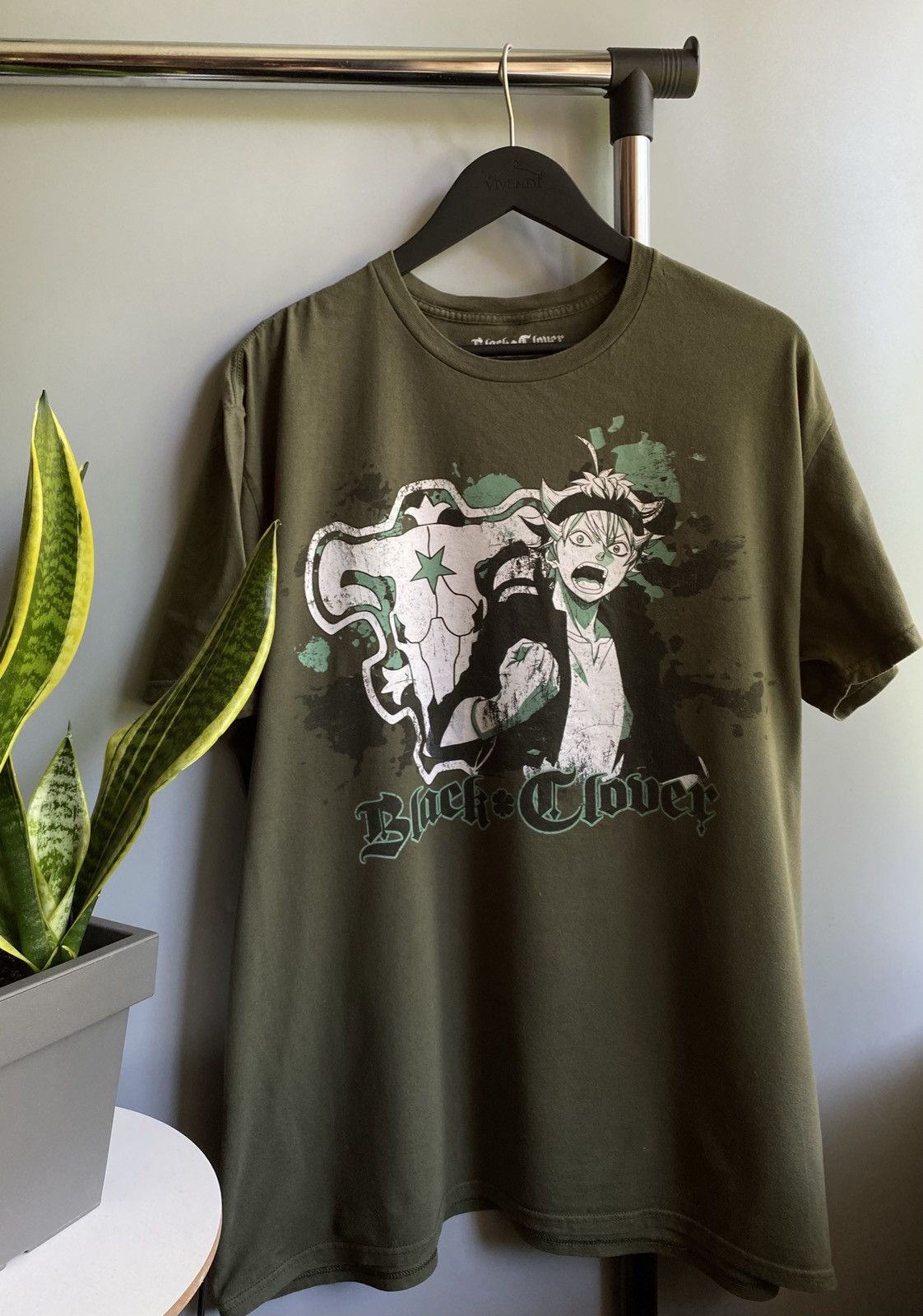 T-Shirt Anime Black Clover Asta - Casual Vintage Washed, 100% Cotone, Uomo E Donna