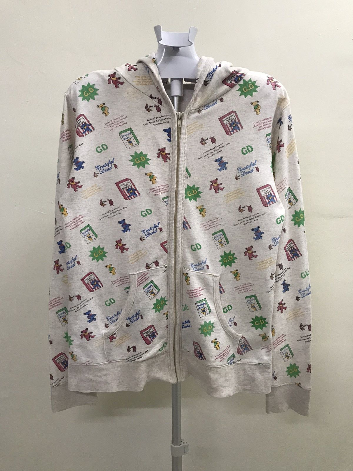Band Tees × Grateful Dead × Vintage Vintage Grateful Dead Hoodie Full Print Band Hoodie Size L / US 10 / IT 46 - 1 Thumbnail