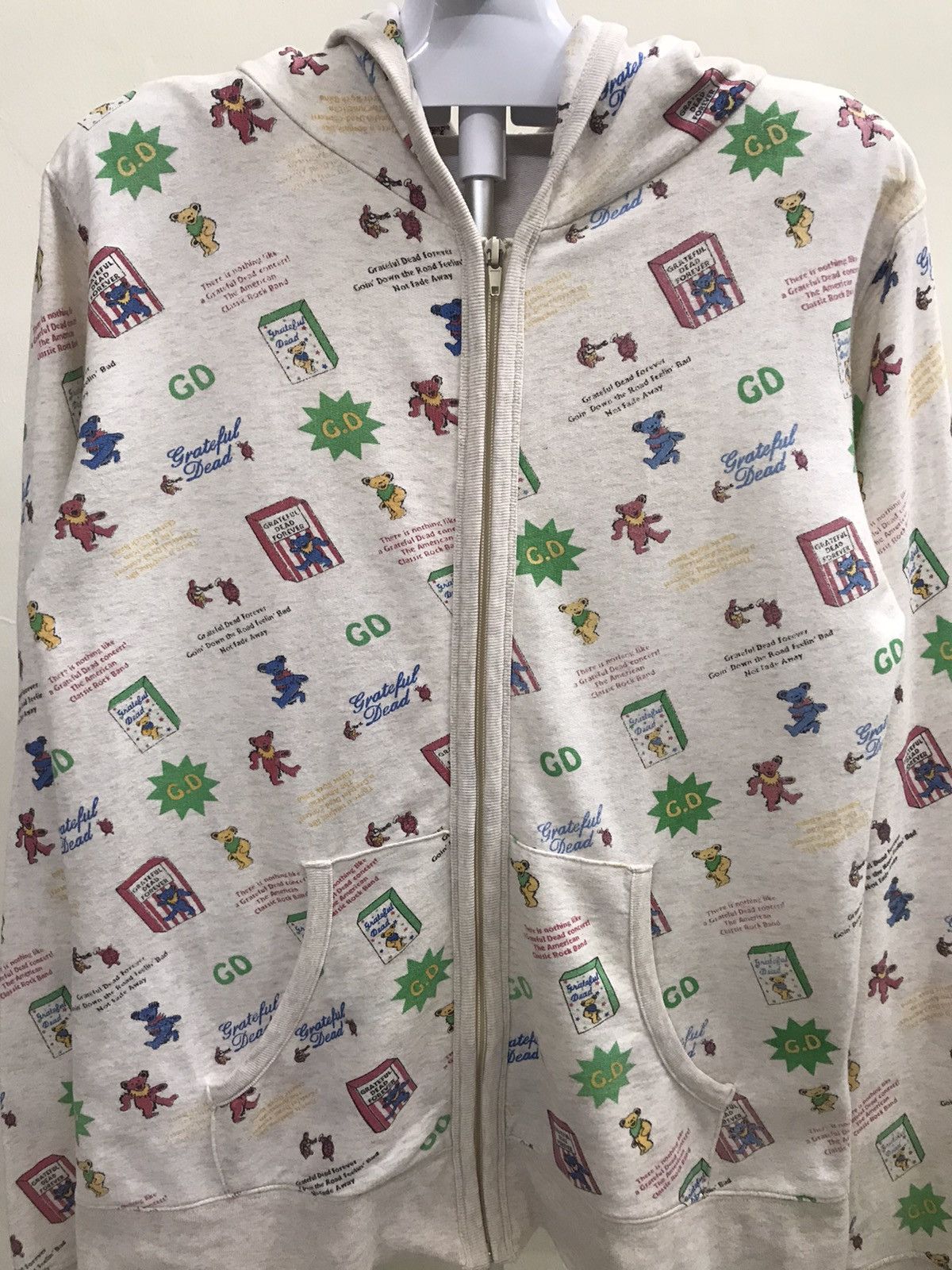 Band Tees × Grateful Dead × Vintage Vintage Grateful Dead Hoodie Full Print Band Hoodie Size L / US 10 / IT 46 - 2 Thumbnail