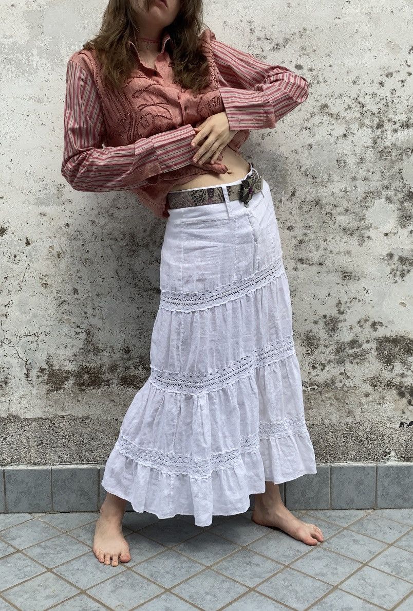 Vintage Vintage Linen Gypsy Maxi Skirt Grailed