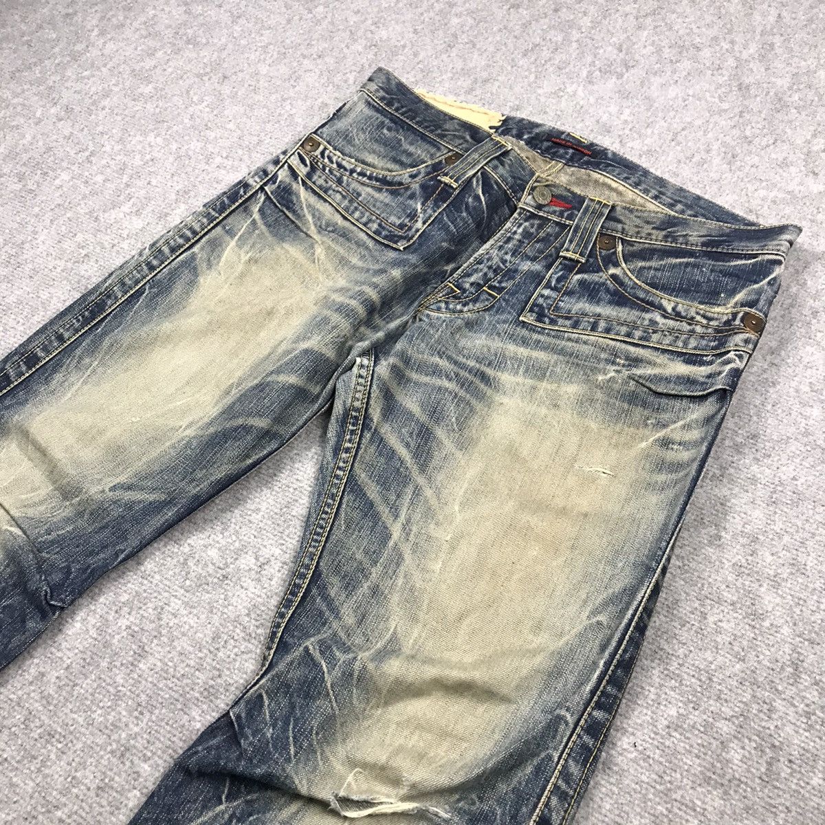 Japanese Brand FLARED DENIM💥BLUE WAY BAGGY DISTRESSED PANTS Size US 30 / EU 46 - 7 Thumbnail