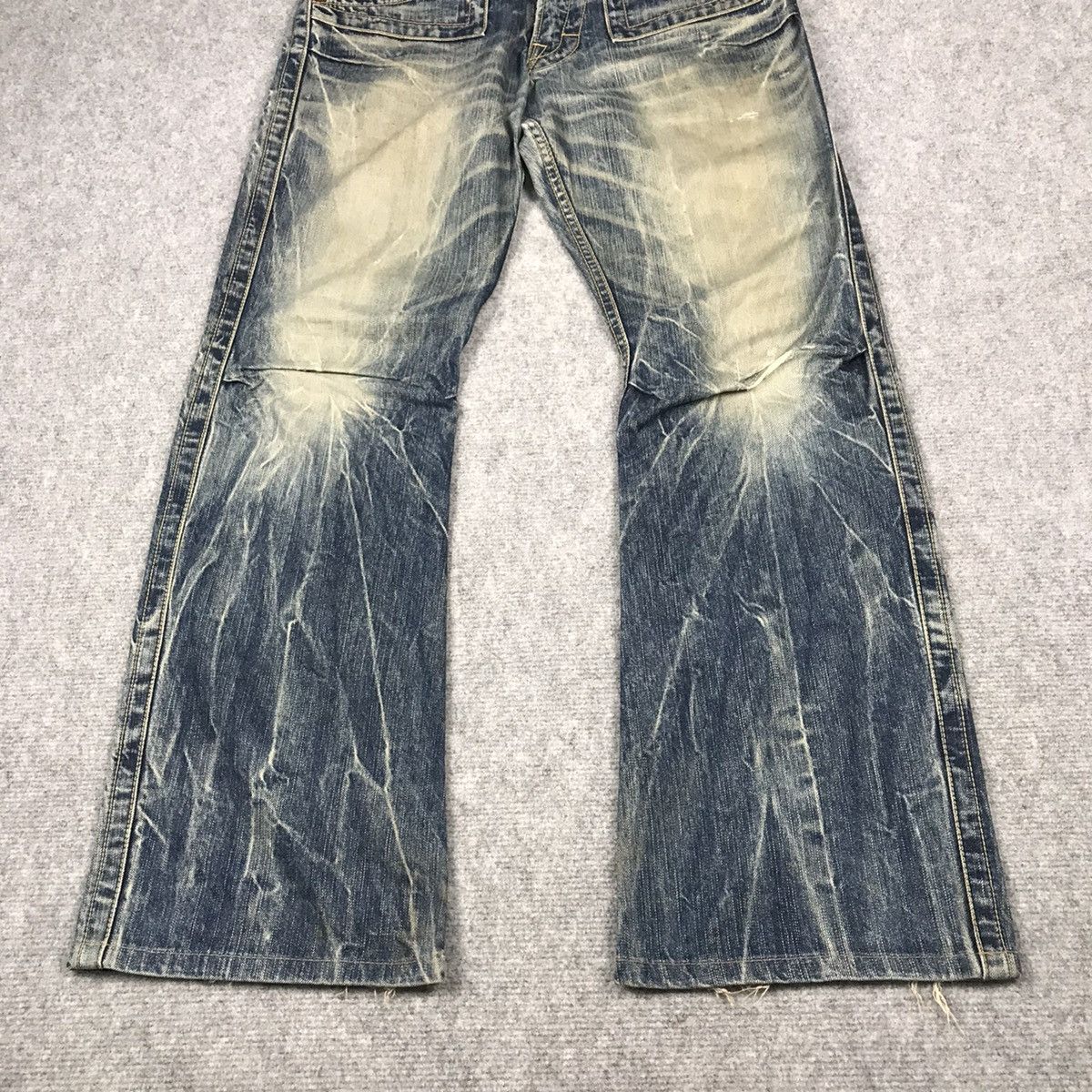 Japanese Brand FLARED DENIM💥BLUE WAY BAGGY DISTRESSED PANTS Size US 30 / EU 46 - 3 Thumbnail