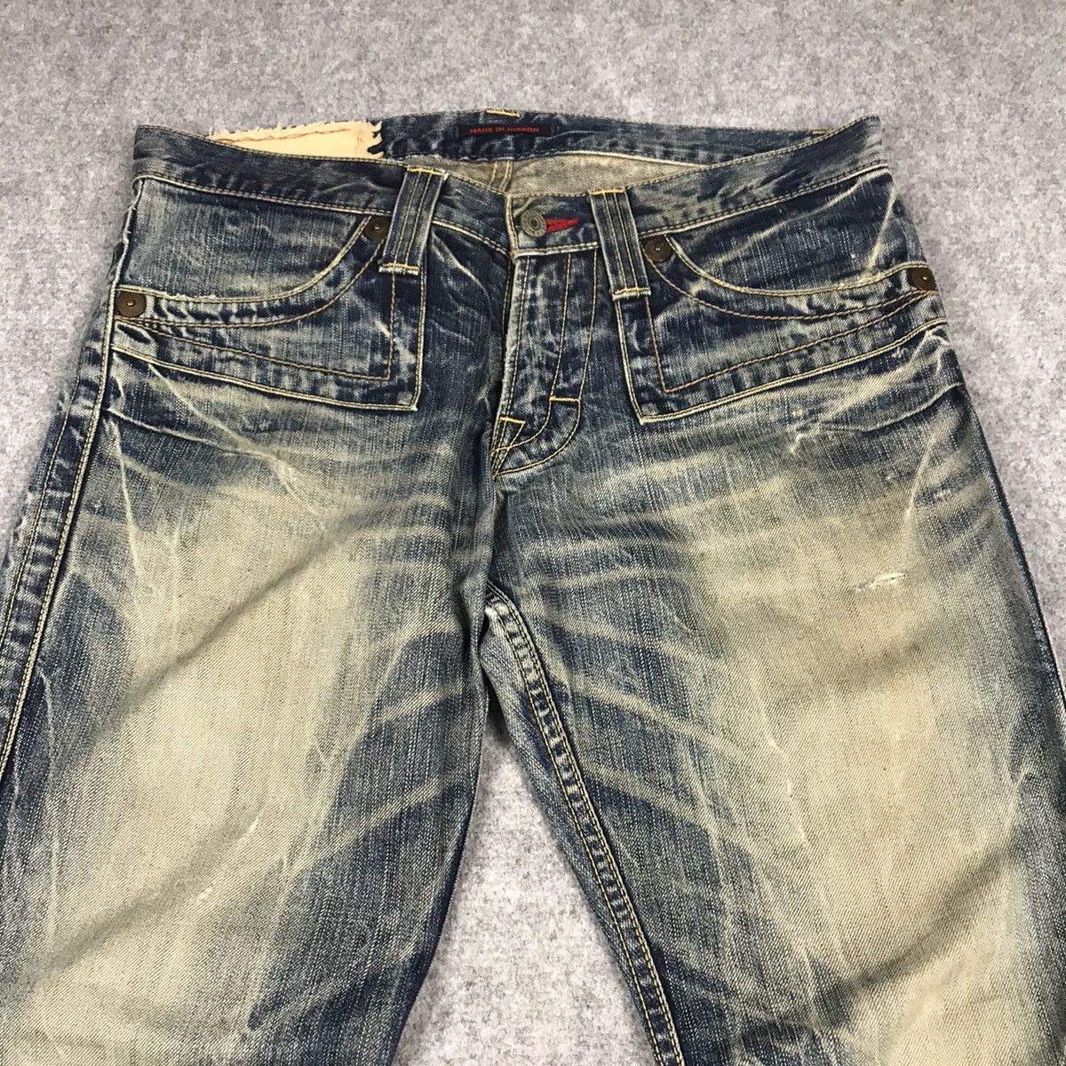 Japanese Brand FLARED DENIM💥BLUE WAY BAGGY DISTRESSED PANTS Size US 30 / EU 46 - 2 Thumbnail