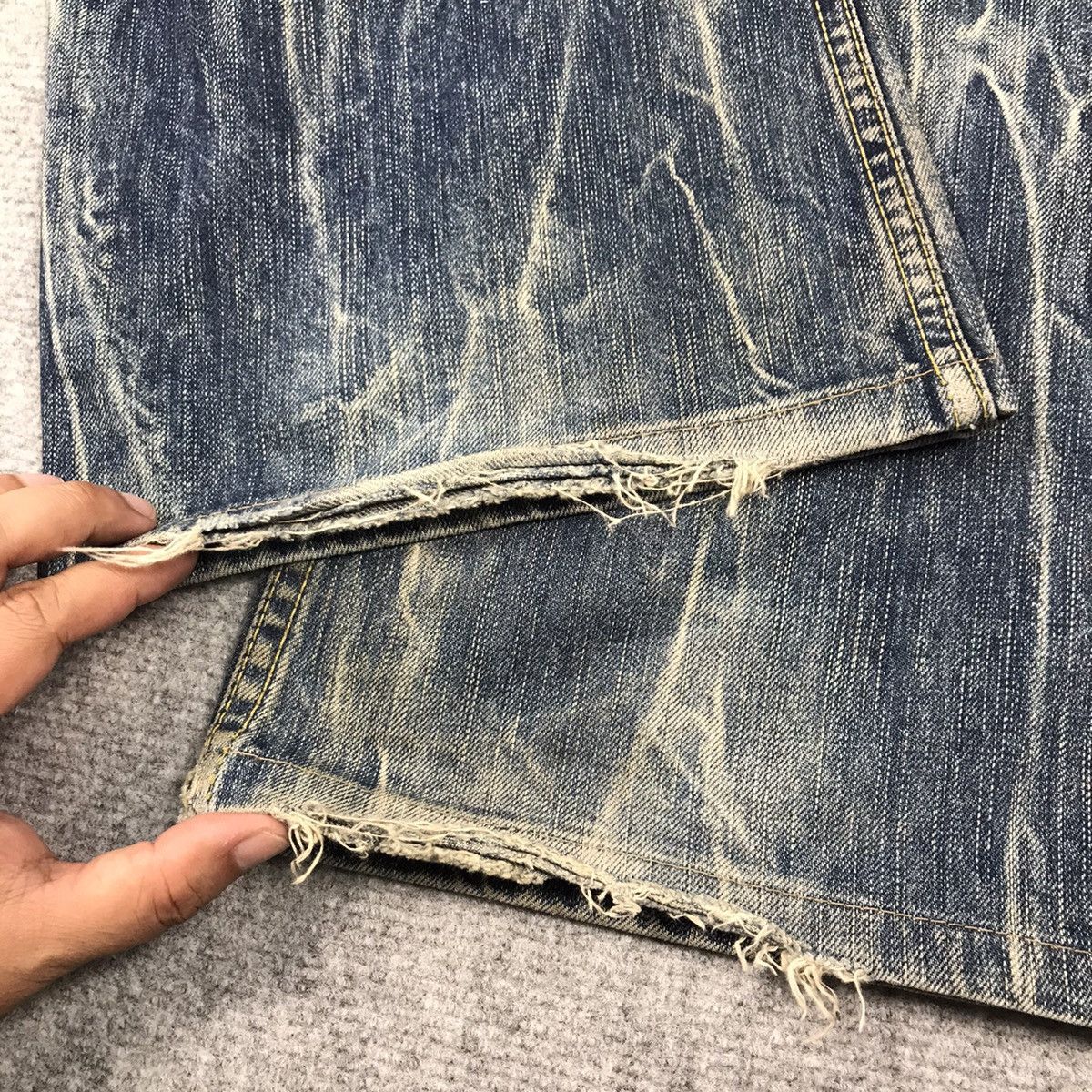 Japanese Brand FLARED DENIM💥BLUE WAY BAGGY DISTRESSED PANTS Size US 30 / EU 46 - 13 Thumbnail