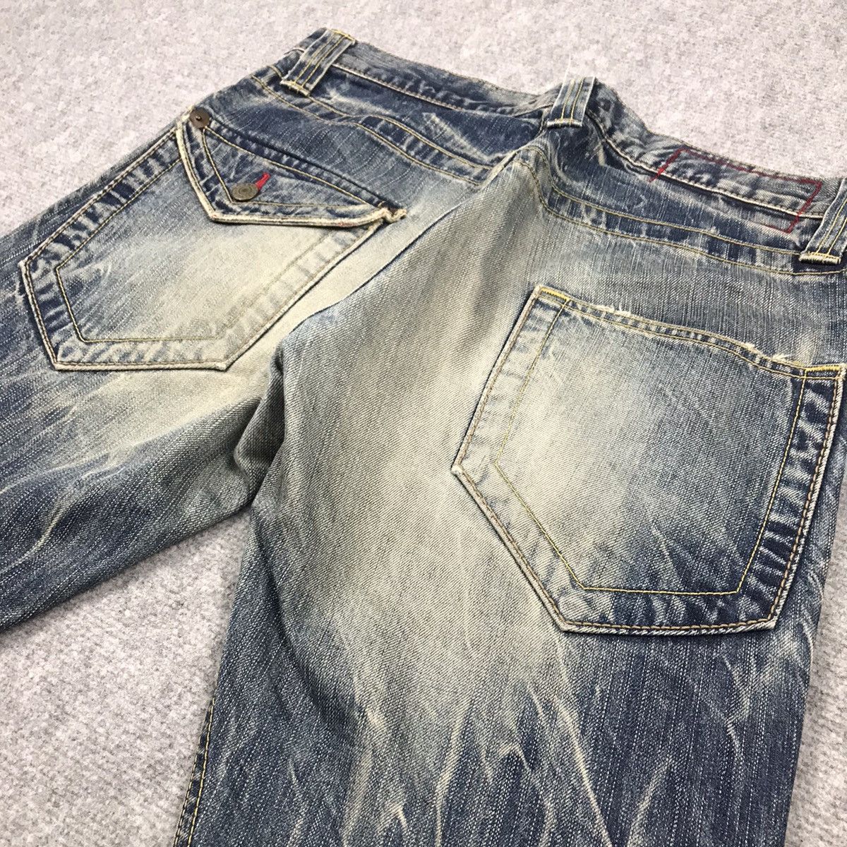 Japanese Brand FLARED DENIM💥BLUE WAY BAGGY DISTRESSED PANTS Size US 30 / EU 46 - 14 Thumbnail