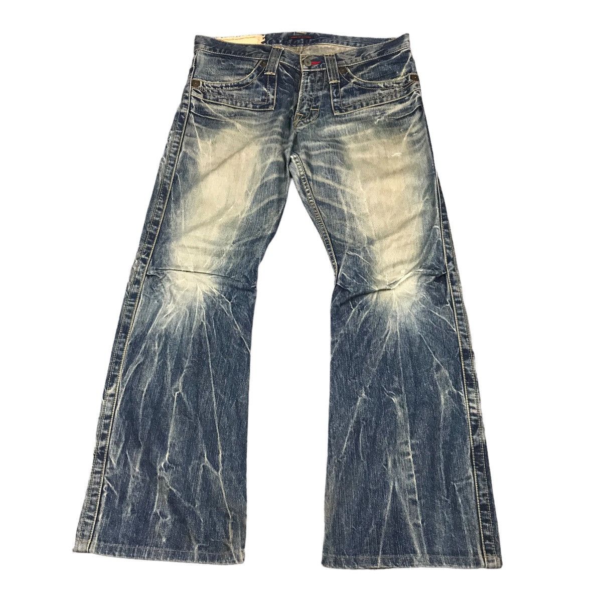 Japanese Brand FLARED DENIM💥BLUE WAY BAGGY DISTRESSED PANTS Size US 30 / EU 46 - 1 Thumbnail