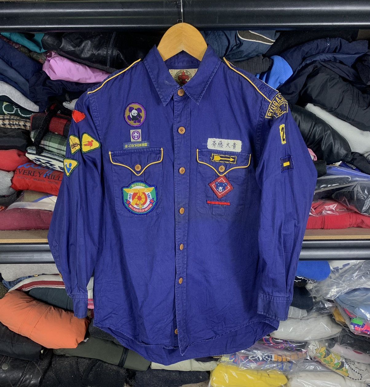 image of Polo Ralph Lauren x Vintage 90's Ralph Laurent Boy Scout Of Nippon Shirt in Navy Blue (Size Small)