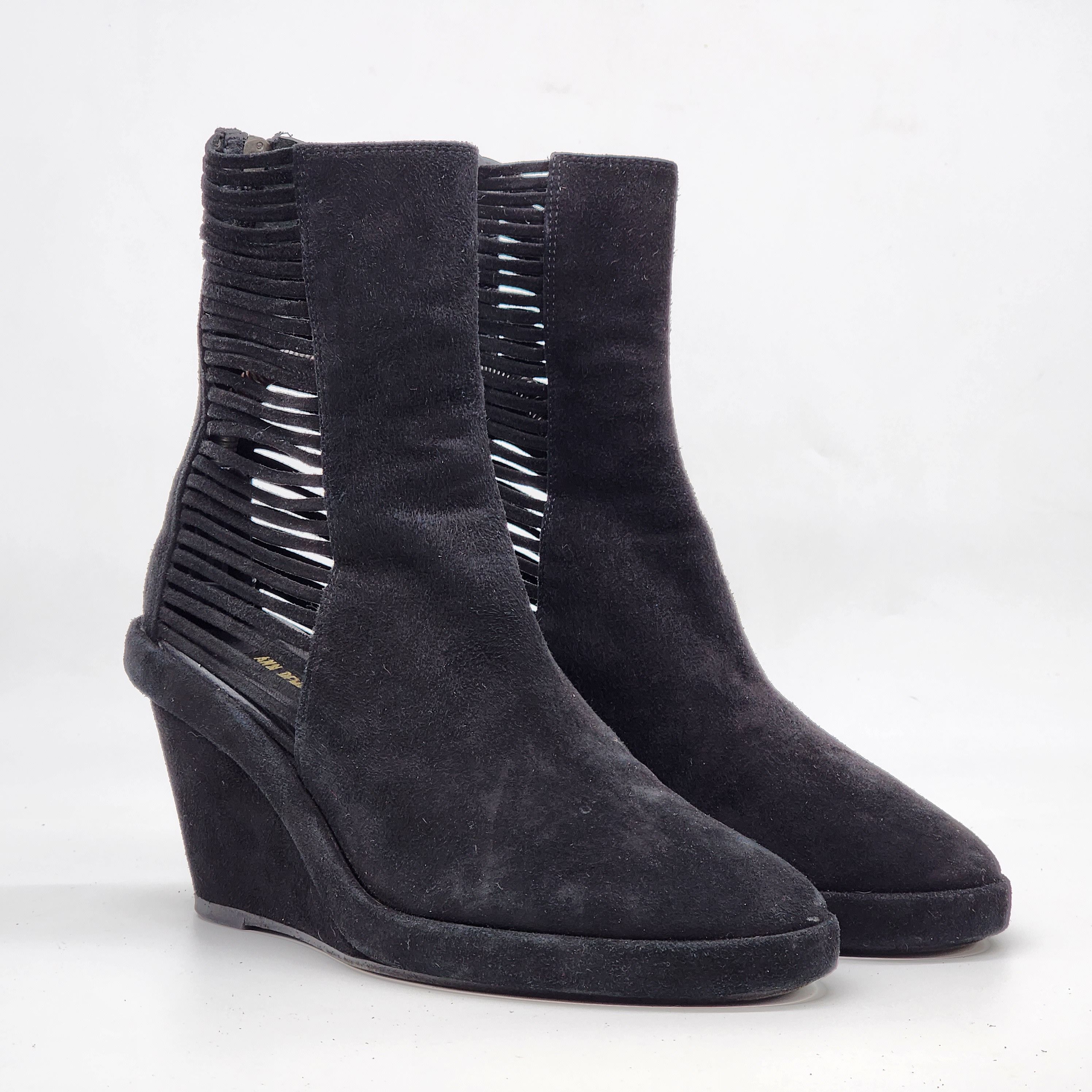 Ann Demeulemeester Ann Demeulemeester - Black Suede Wedge Boots Size US 8 / IT 38 - 2 Thumbnail