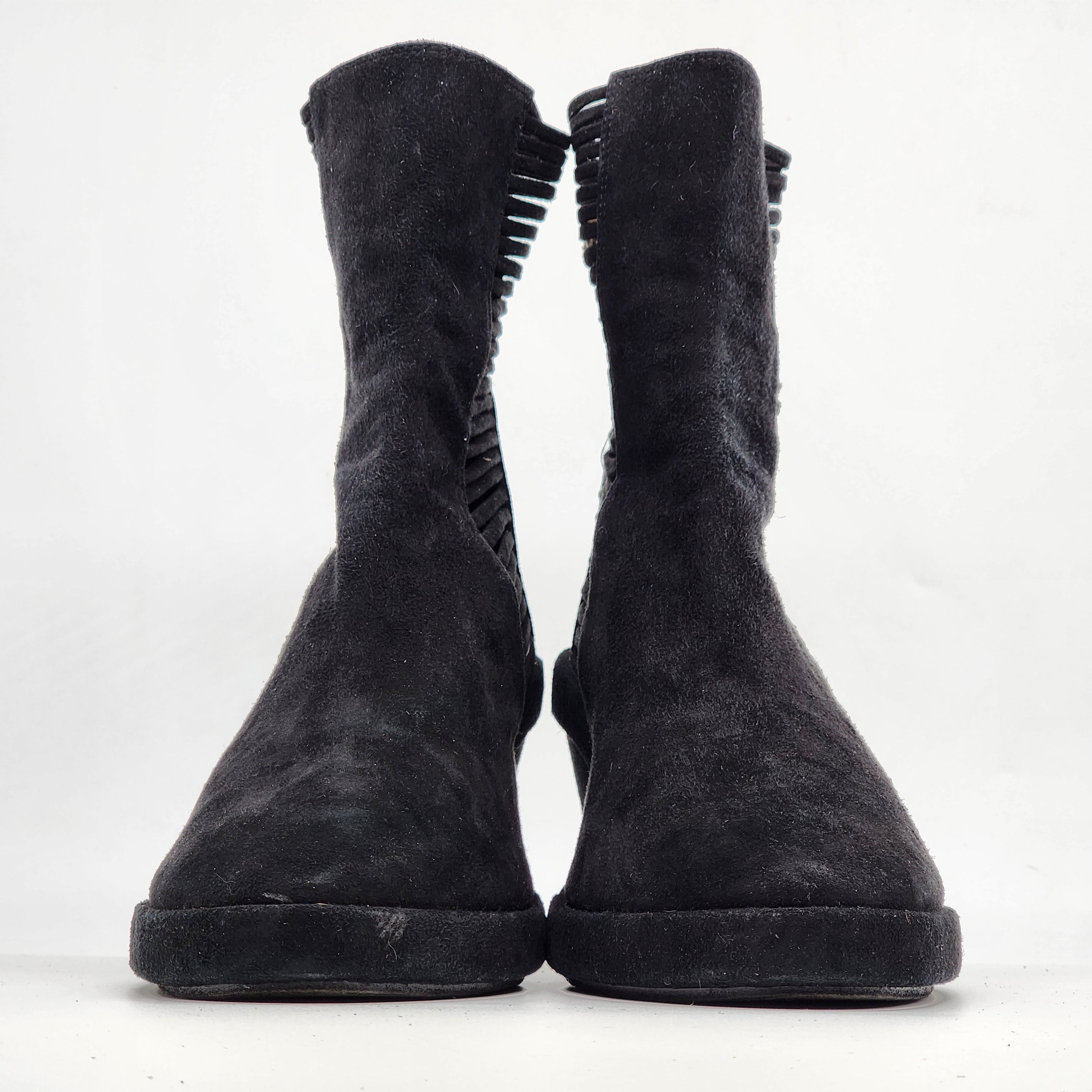 Ann Demeulemeester Ann Demeulemeester - Black Suede Wedge Boots Size US 8 / IT 38 - 3 Thumbnail