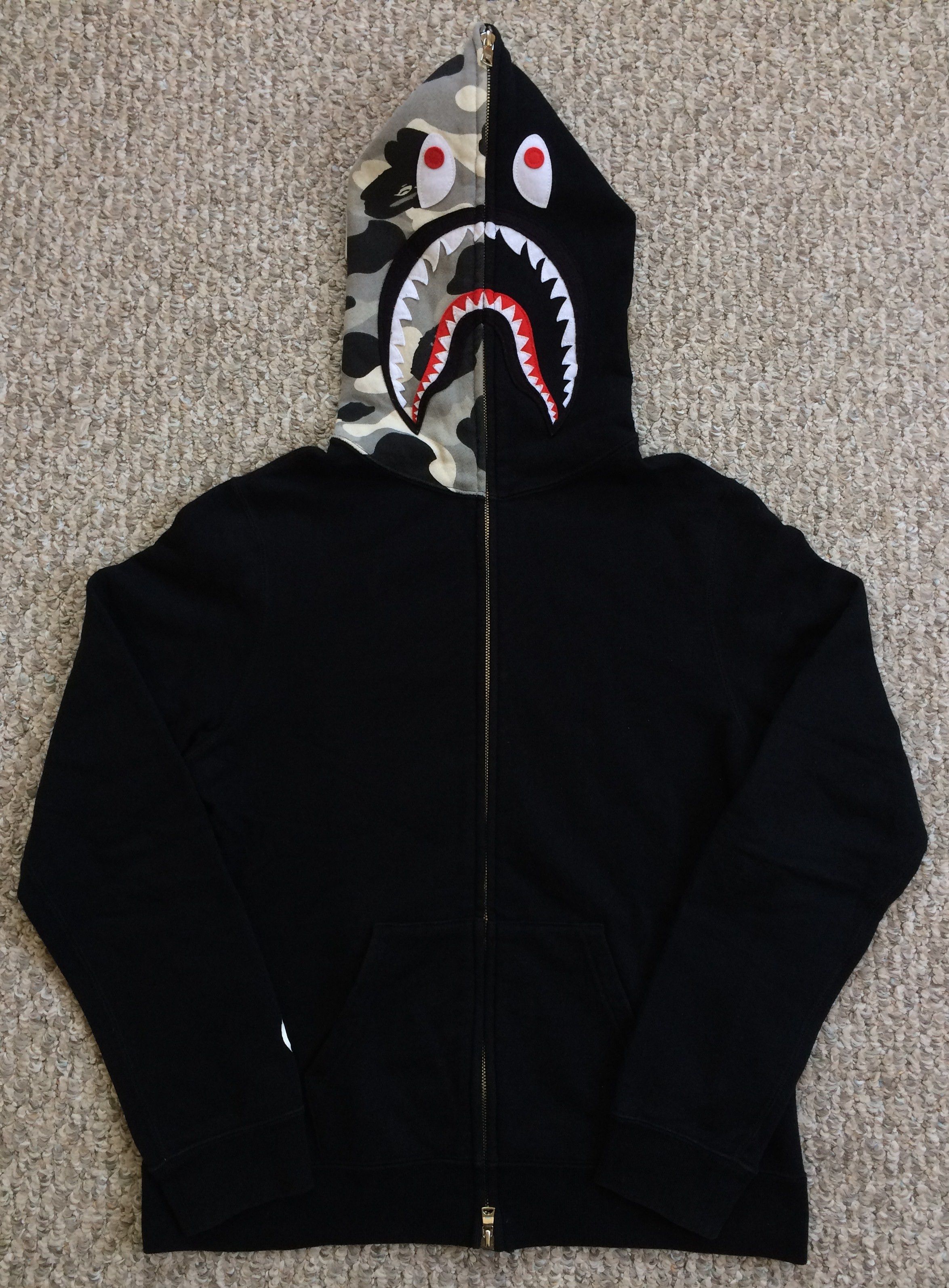 Bape Bape Black/Gray Camo Full Zip Shark Hoodie Size US L / EU 52-54 / 3 - 1 Thumbnail