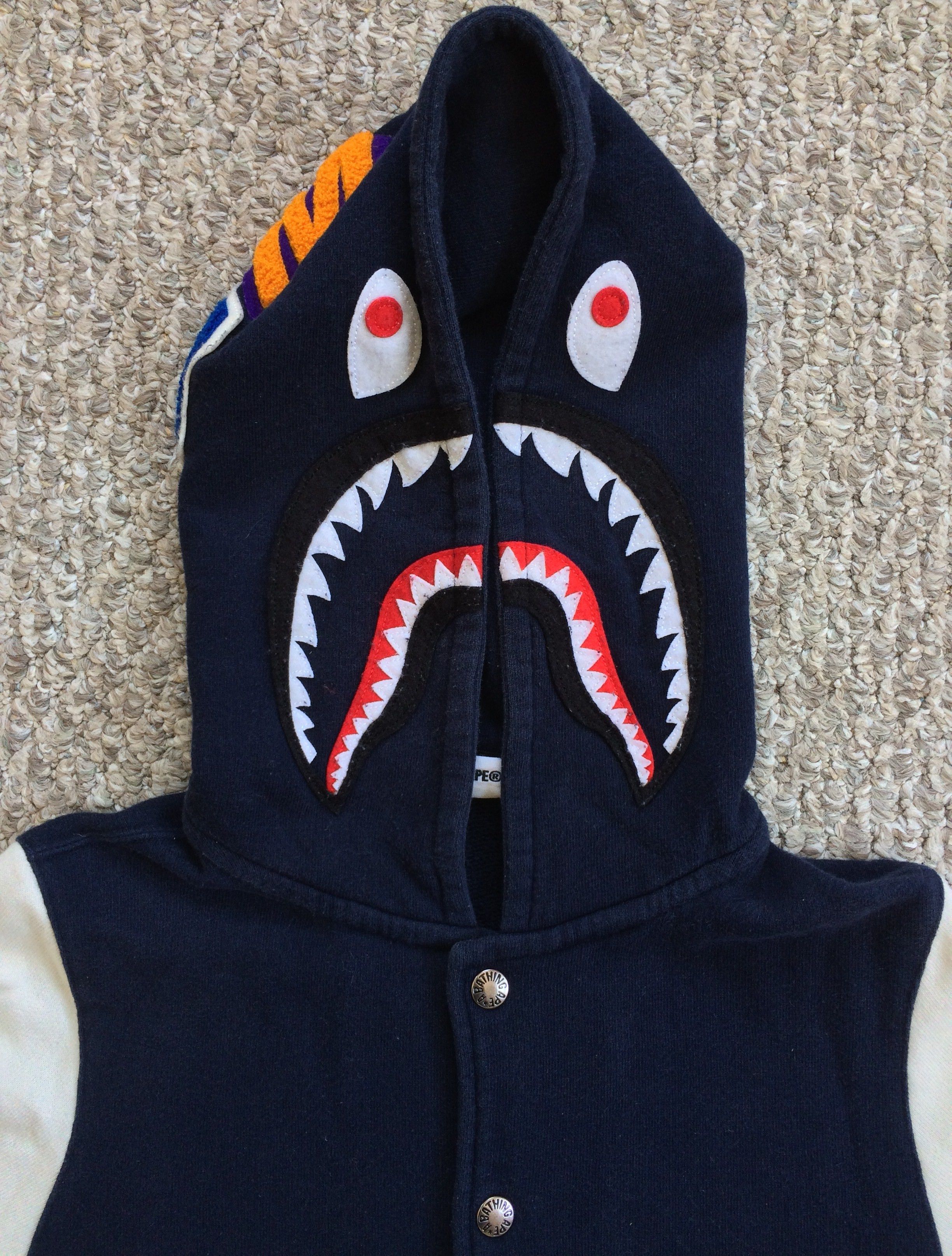 Bape Shark Hoodie Varsity Jacket Size XS / US 0-2 / IT 36-38 - 3 Thumbnail