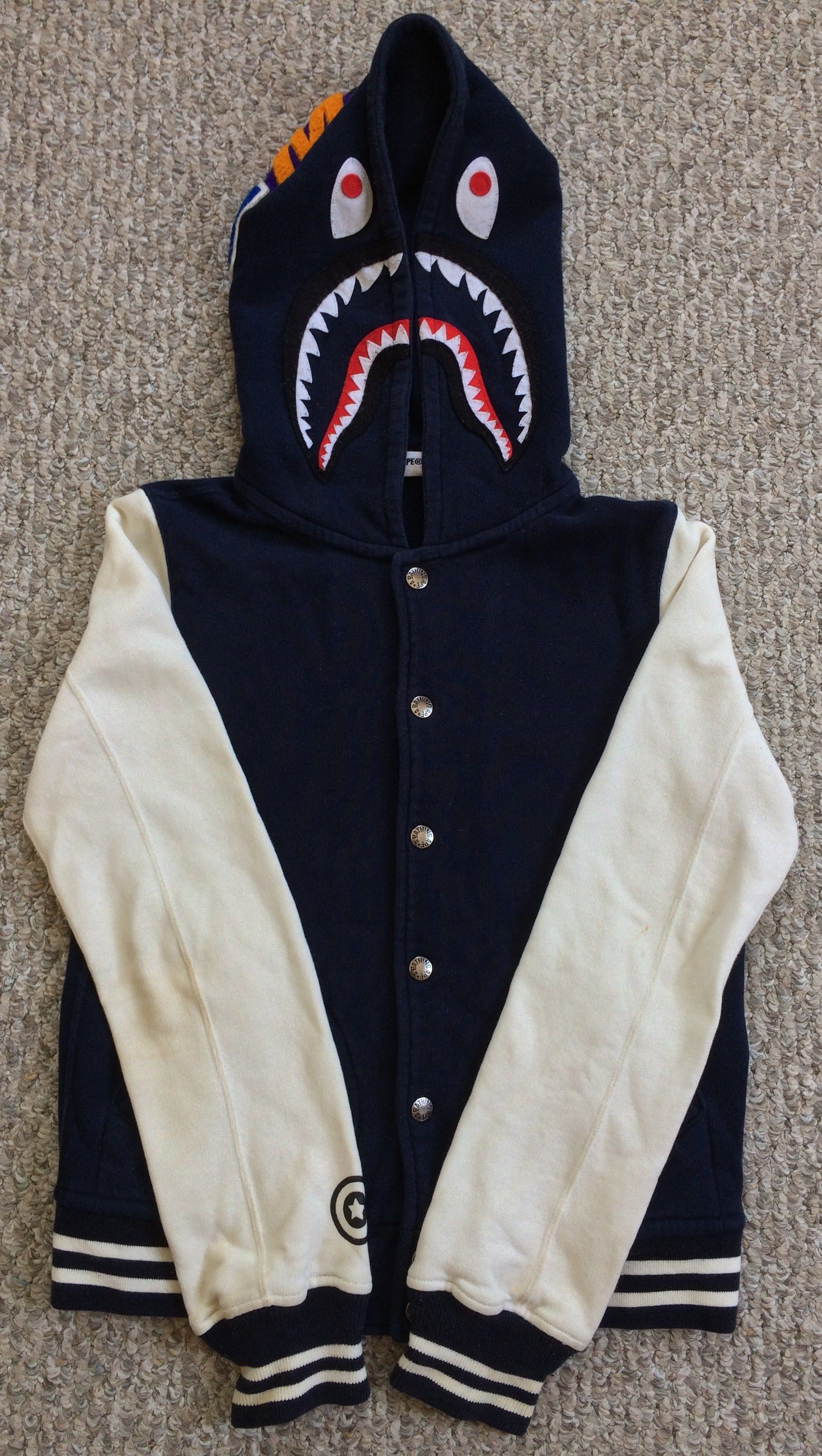 Bape Shark Hoodie Varsity Jacket Size XS / US 0-2 / IT 36-38 - 2 Thumbnail