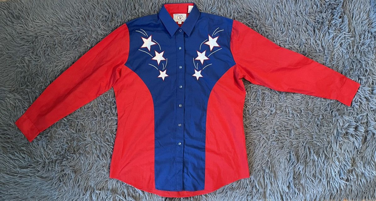 Cowboy Equipment × Vintage Country Charmers 90s vintage USA flag western cowboy shirt Size M / US 6-8 / IT 42-44 - 2 Thumbnail