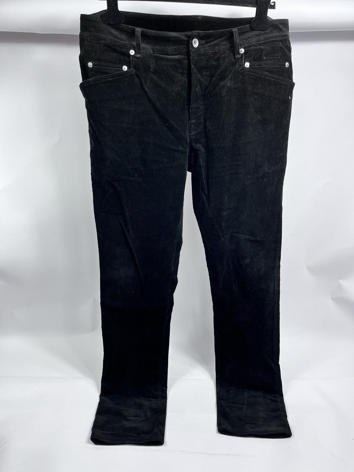 image of Rick Owens x Rick Owens Drkshdw Corduroy Black Tyrone Cut Trousers, Men's (Size 36)