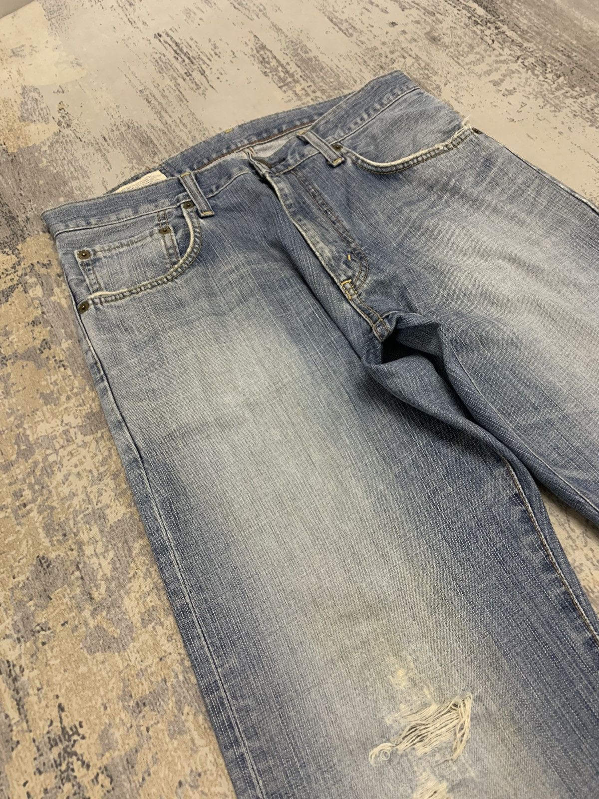Japanese Brand Archive Edwin Baggy Distressed Faded Denim W33 Size US 33 - 2 Thumbnail