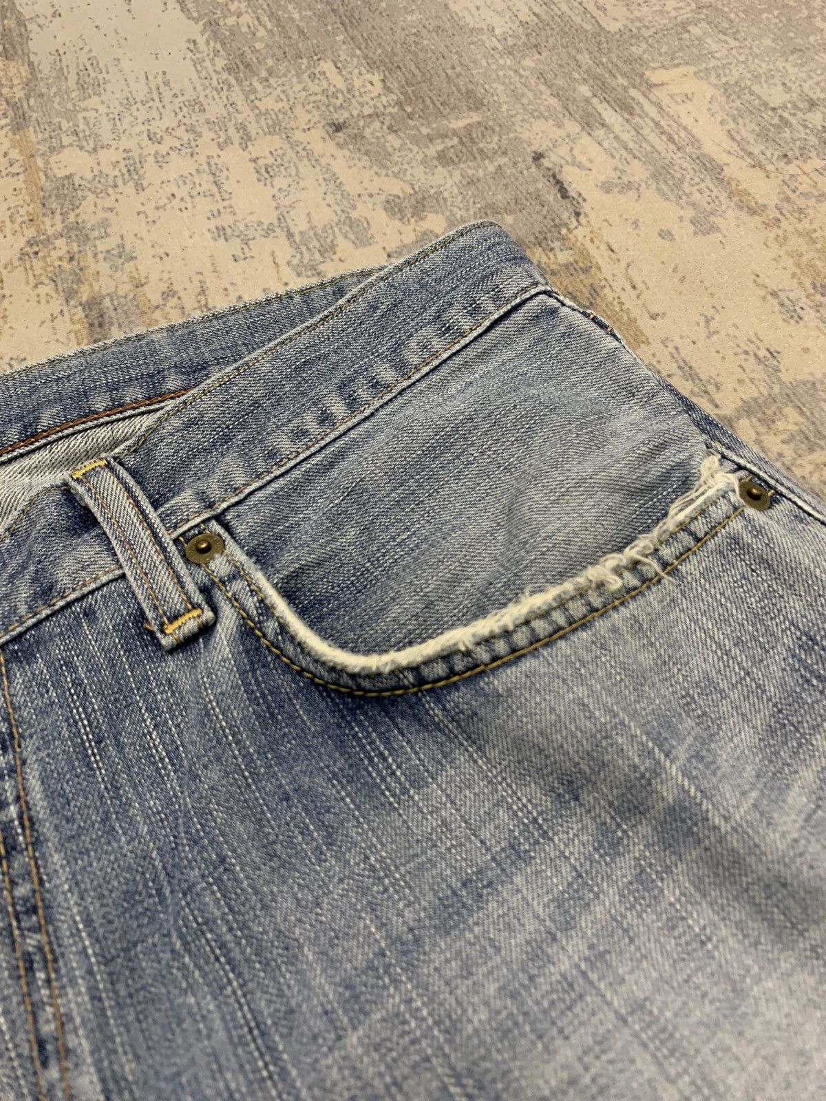 Japanese Brand Archive Edwin Baggy Distressed Faded Denim W33 Size US 33 - 7 Thumbnail