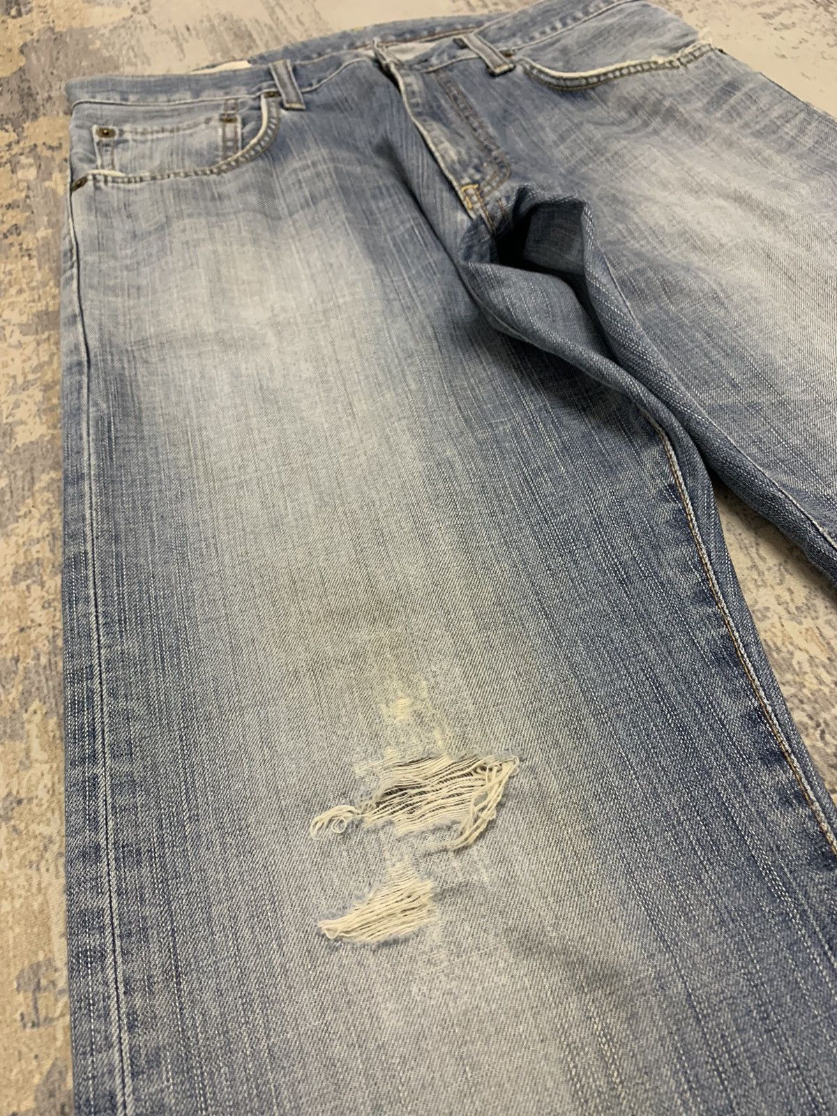 Japanese Brand Archive Edwin Baggy Distressed Faded Denim W33 Size US 33 - 5 Thumbnail