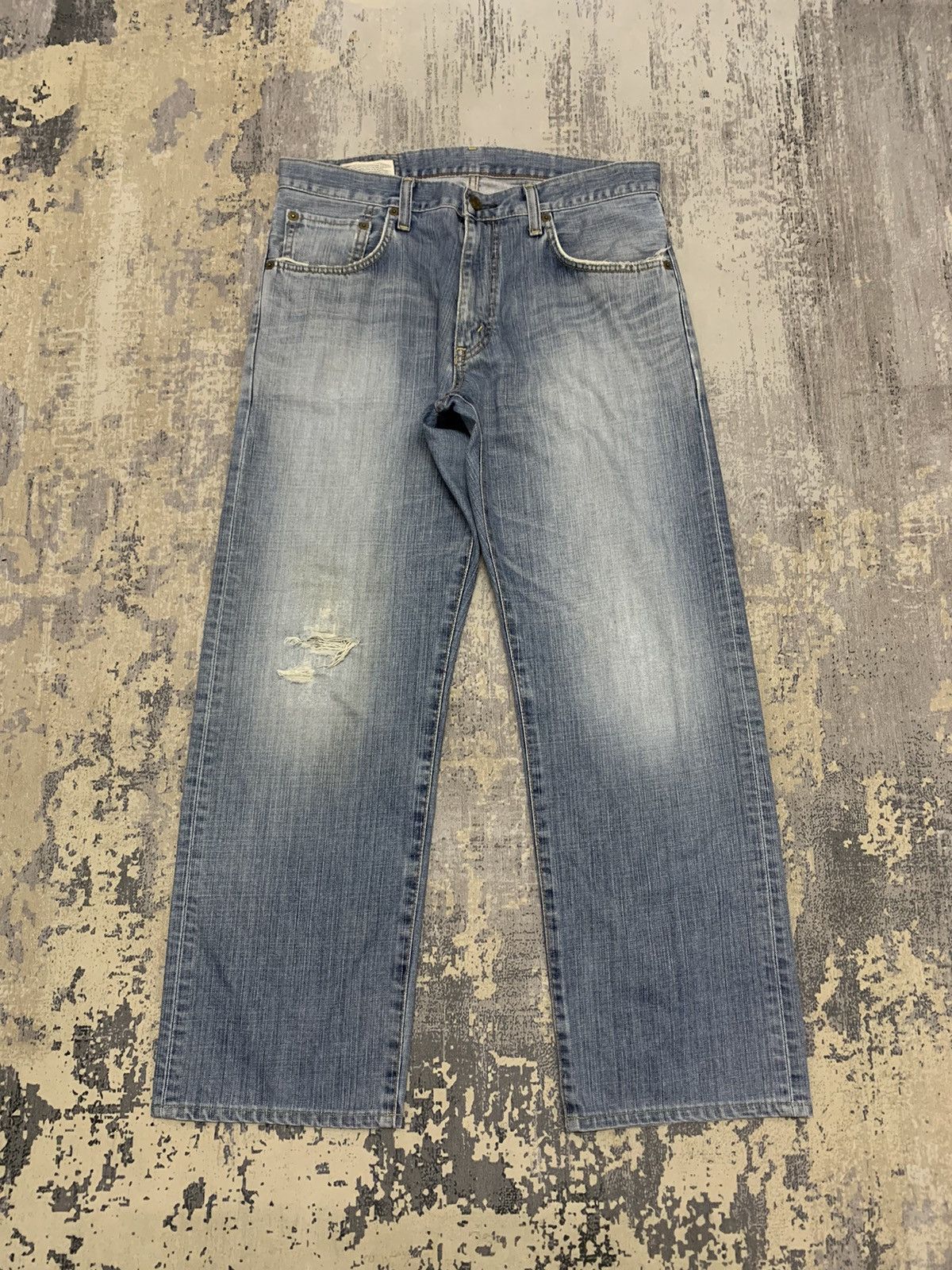 Japanese Brand Archive Edwin Baggy Distressed Faded Denim W33 Size US 33 - 1 Thumbnail