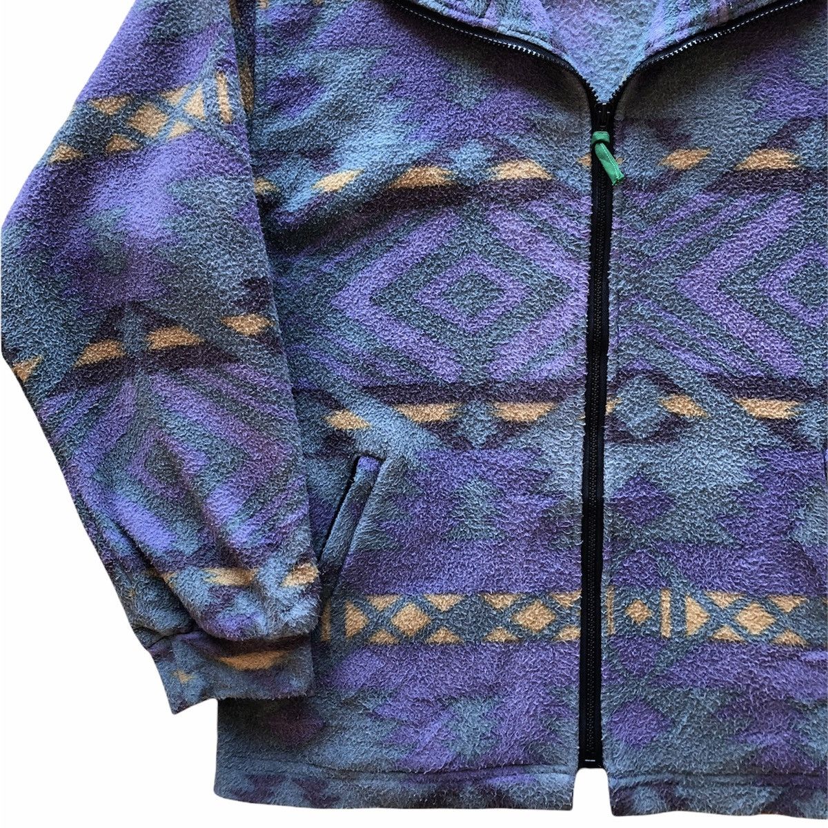 Japanese Brand Vintage 90's Sweater Fleece Navajo Native Zipper Size US XL / EU 56 / 4 - 4 Thumbnail