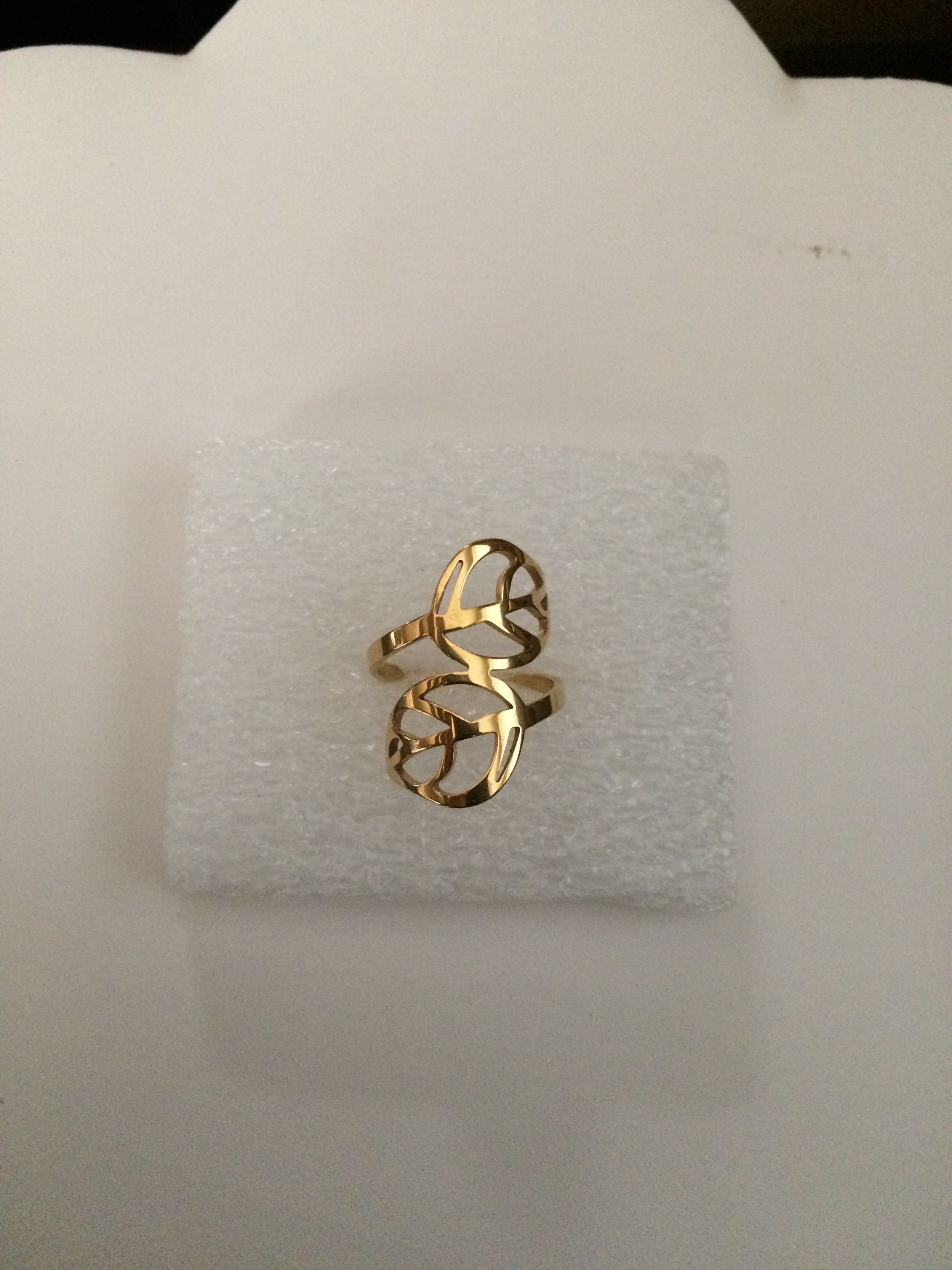 Jewelry Golden Leaf Stainless Steel Ring - Size 8.5 Size ONE SIZE - 1 Thumbnail