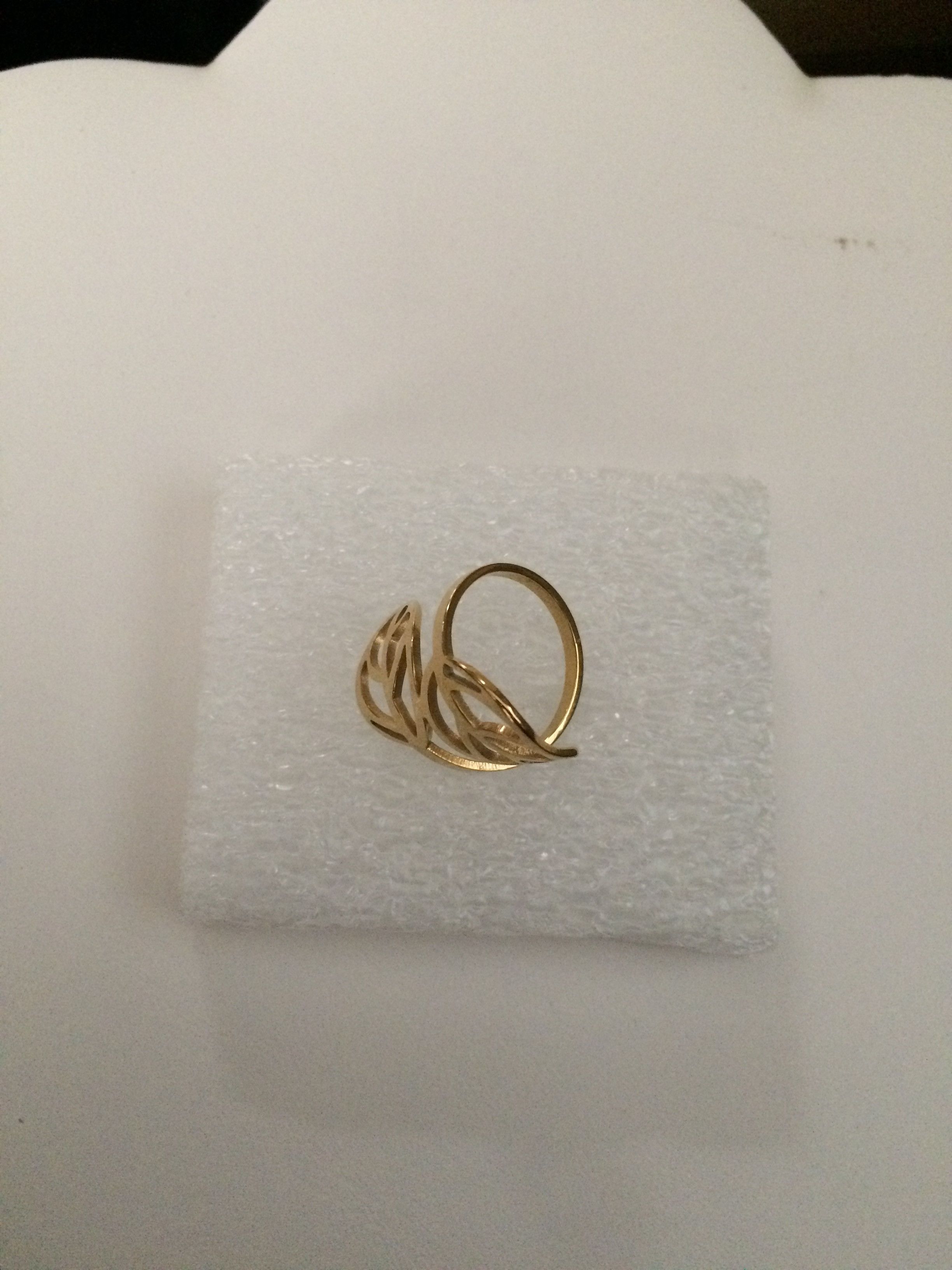 Jewelry Golden Leaf Stainless Steel Ring - Size 8.5 Size ONE SIZE - 2 Thumbnail