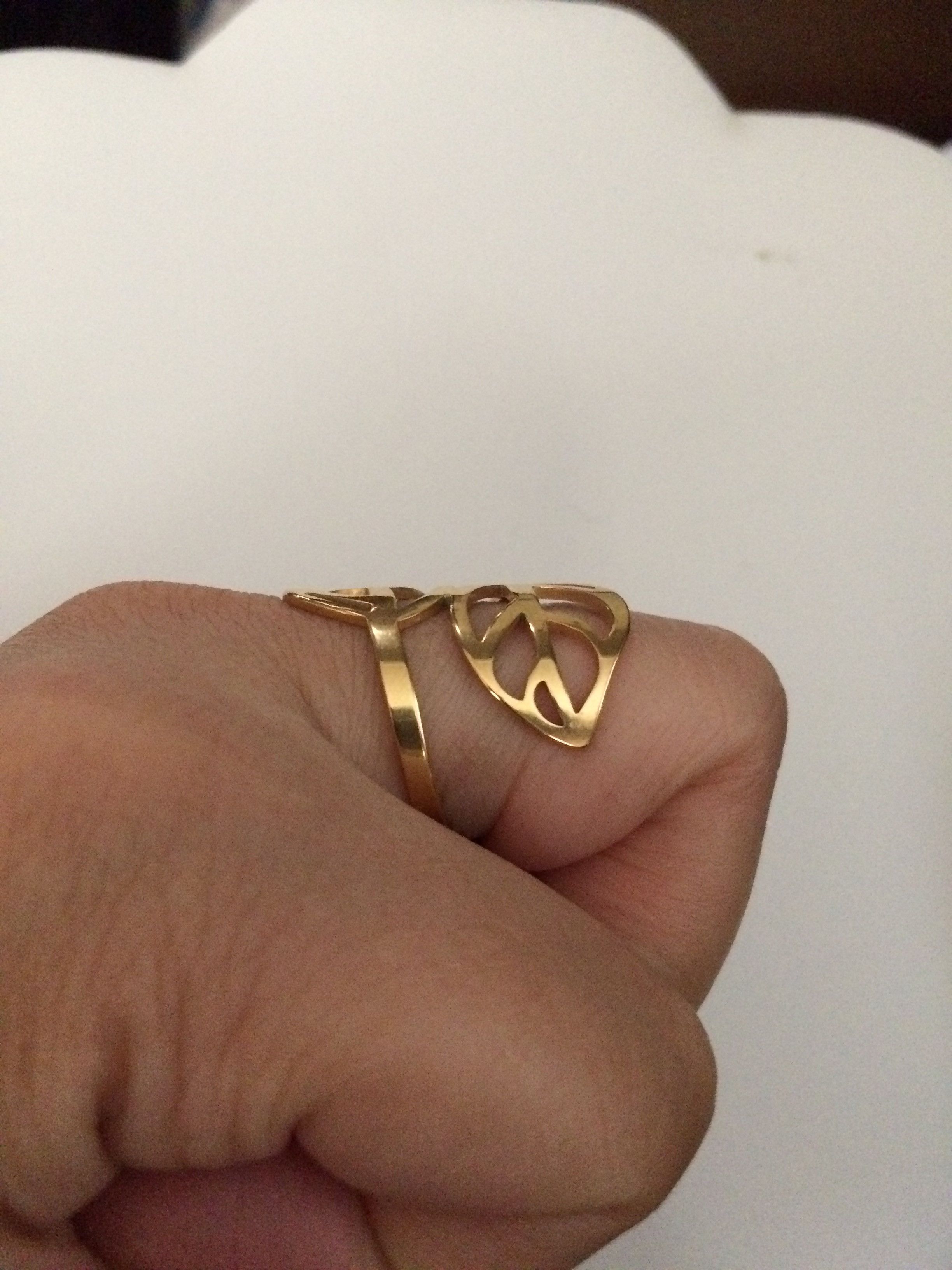 Jewelry Golden Leaf Stainless Steel Ring - Size 8.5 Size ONE SIZE - 4 Thumbnail
