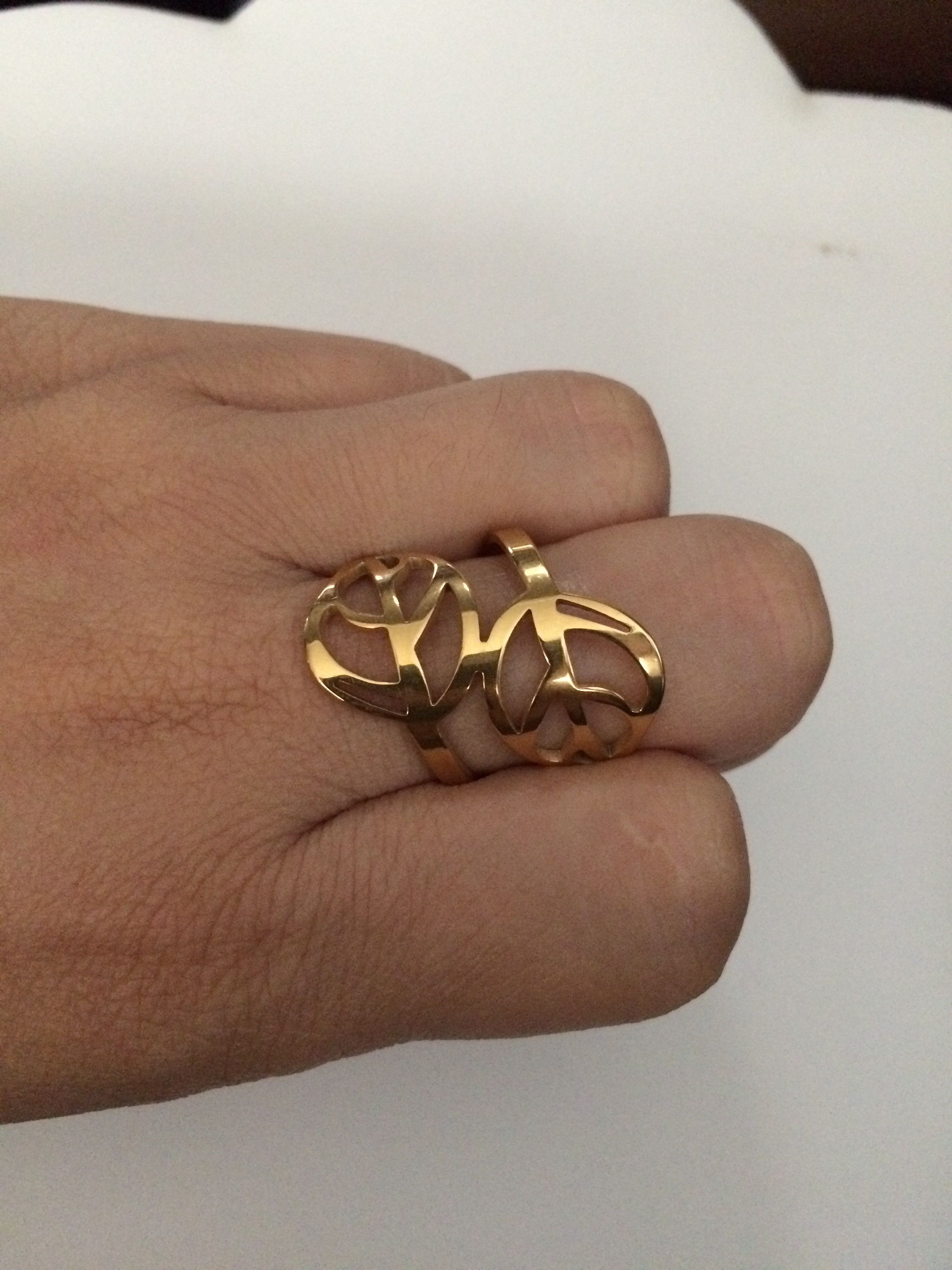 Jewelry Golden Leaf Stainless Steel Ring - Size 8.5 Size ONE SIZE - 3 Thumbnail