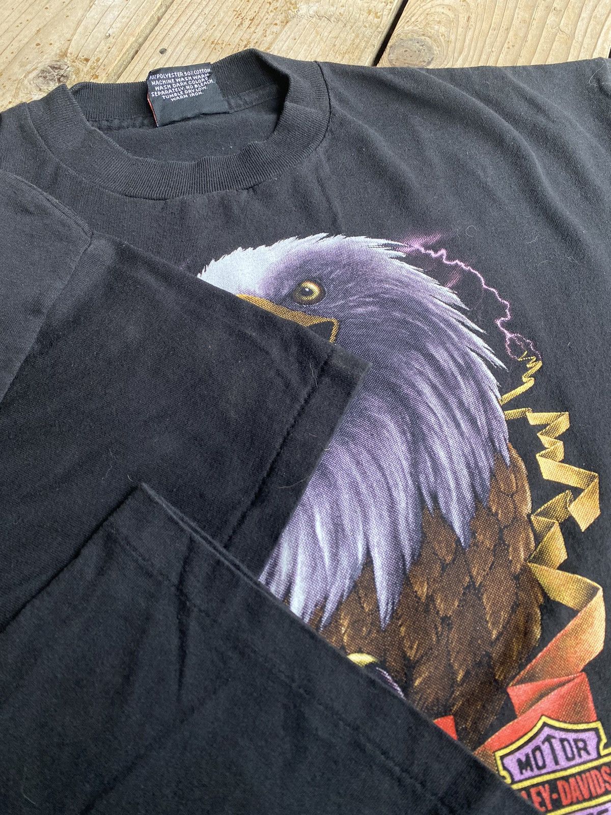 Harley Davidson 1987 Honolulu Eagle Lightning 3D Emblem Harley Davidson Tee Size US XL / EU 56 / 4 - 6 Thumbnail