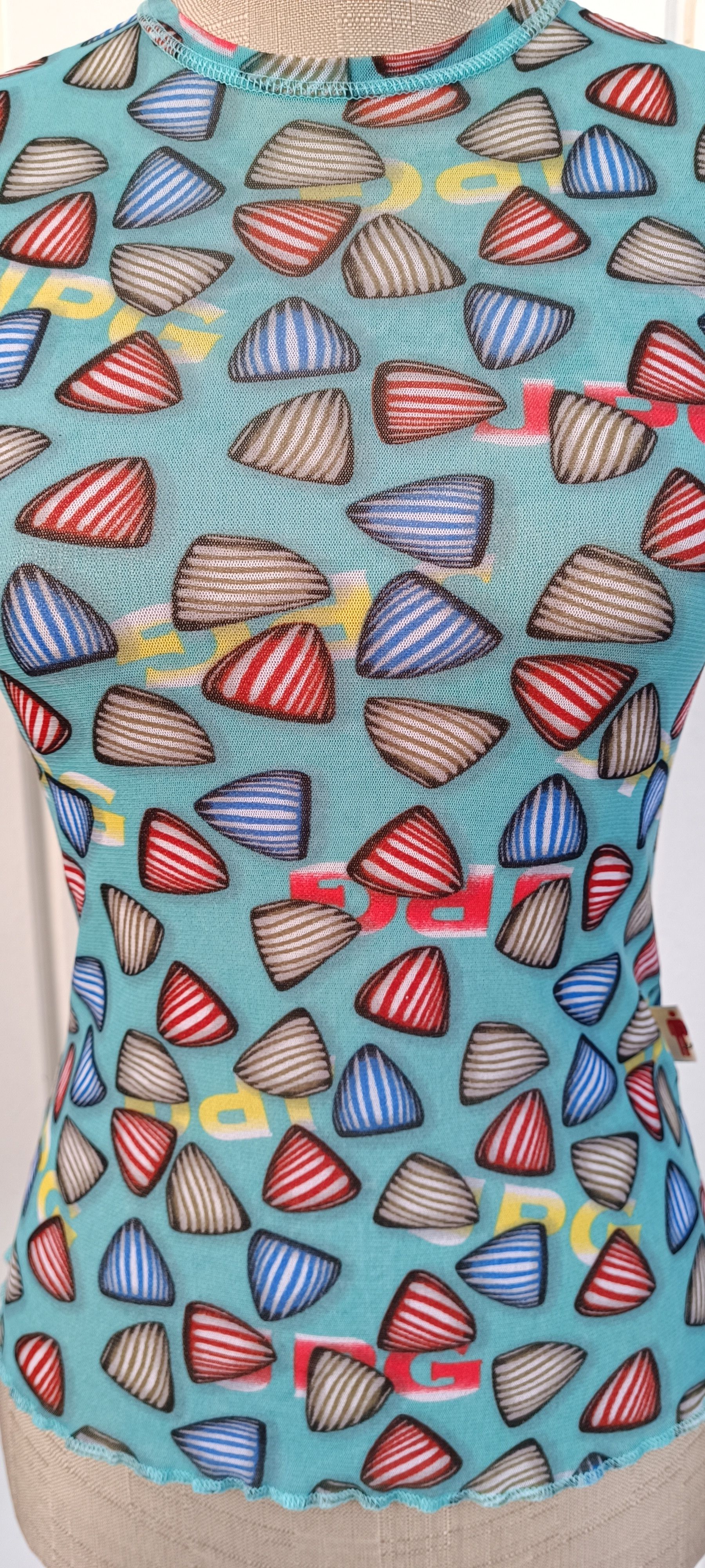 Jean Paul Gaultier SS2001- Mesh top with print of triangular-shaped candies Size M / US 6-8 / IT 42-44 - 6 Thumbnail