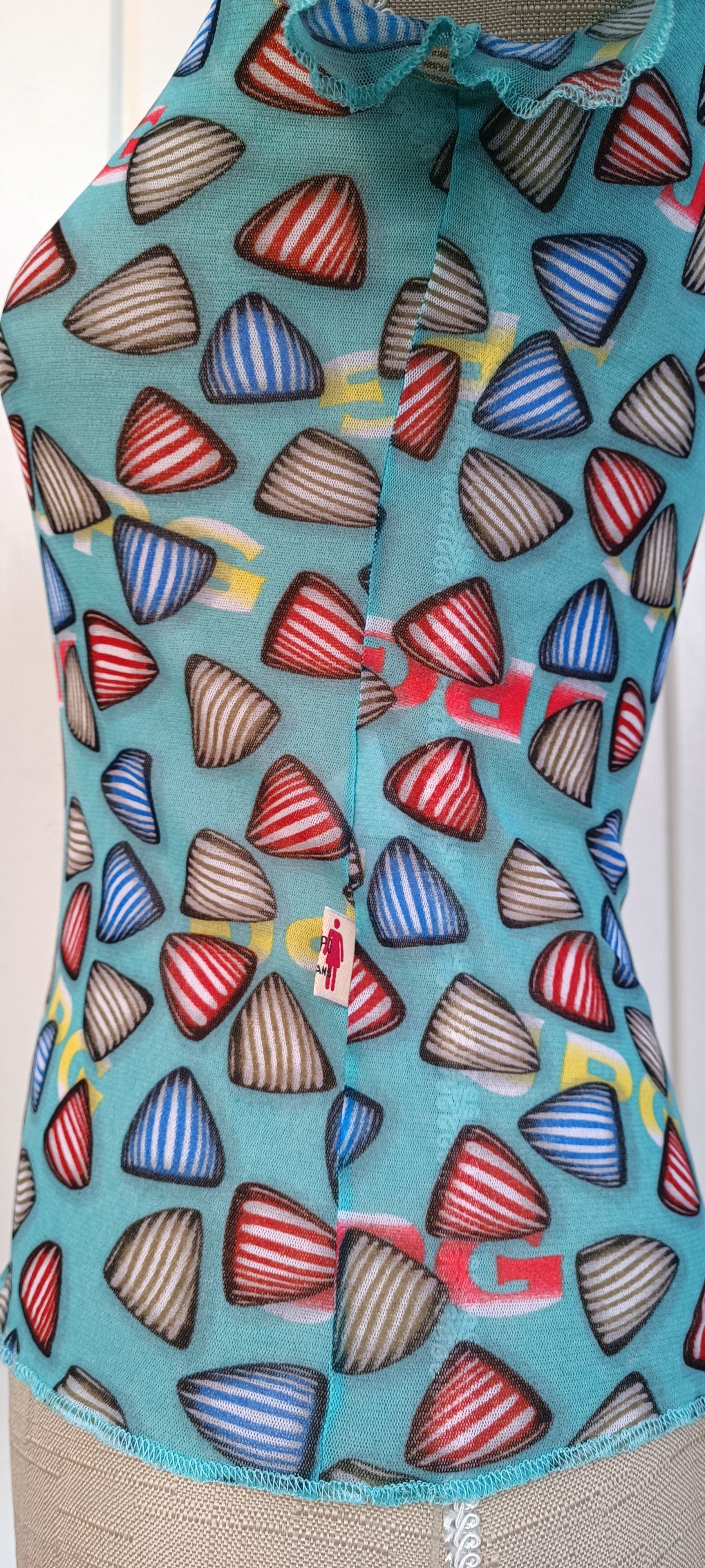 Jean Paul Gaultier SS2001- Mesh top with print of triangular-shaped candies Size M / US 6-8 / IT 42-44 - 8 Thumbnail