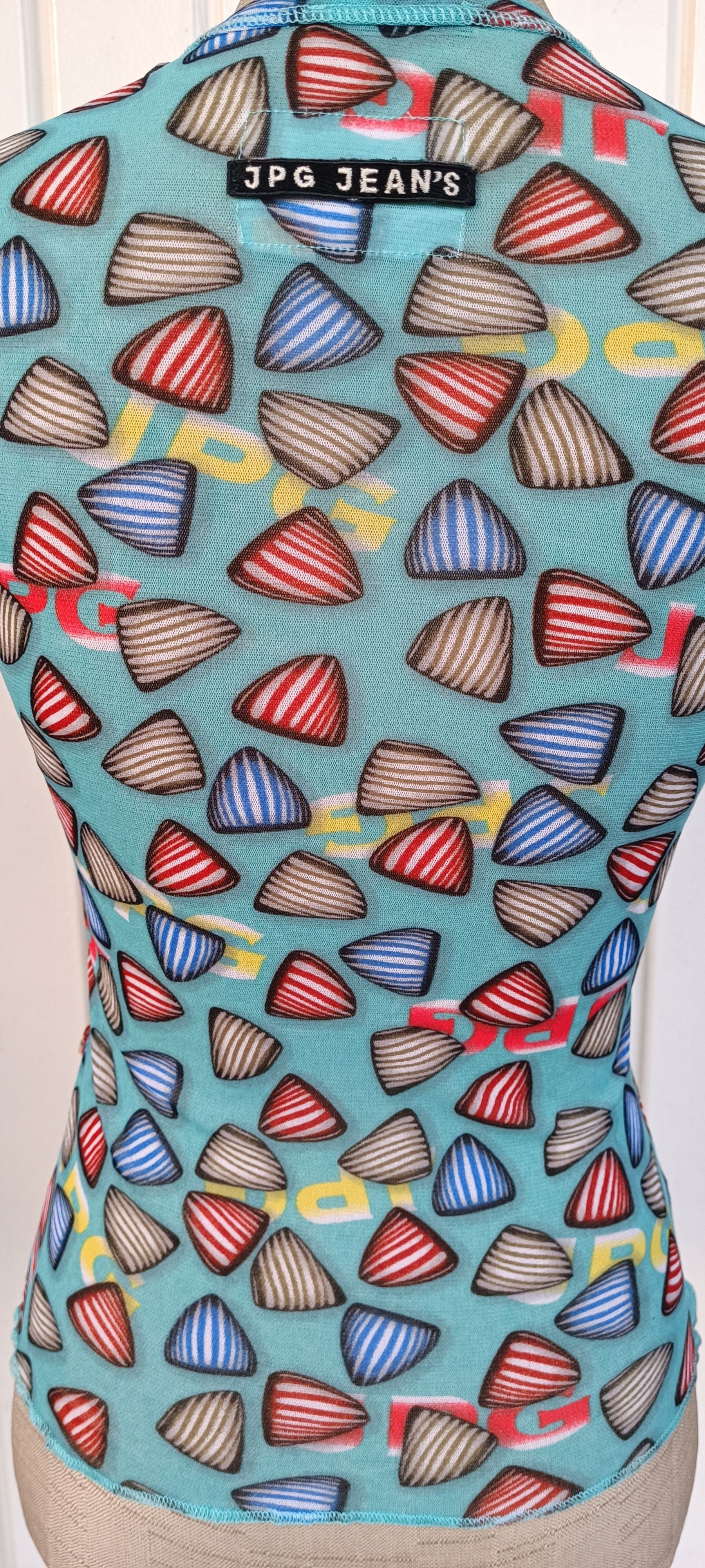 Jean Paul Gaultier SS2001- Mesh top with print of triangular-shaped candies Size M / US 6-8 / IT 42-44 - 16 Thumbnail