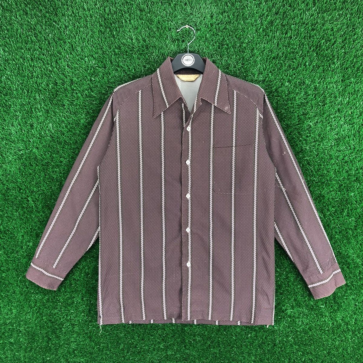 image of Vintage 80's Mckinley Flannel Polka Dot Shirt in Brown Polka Dot, Men's (Size Small)
