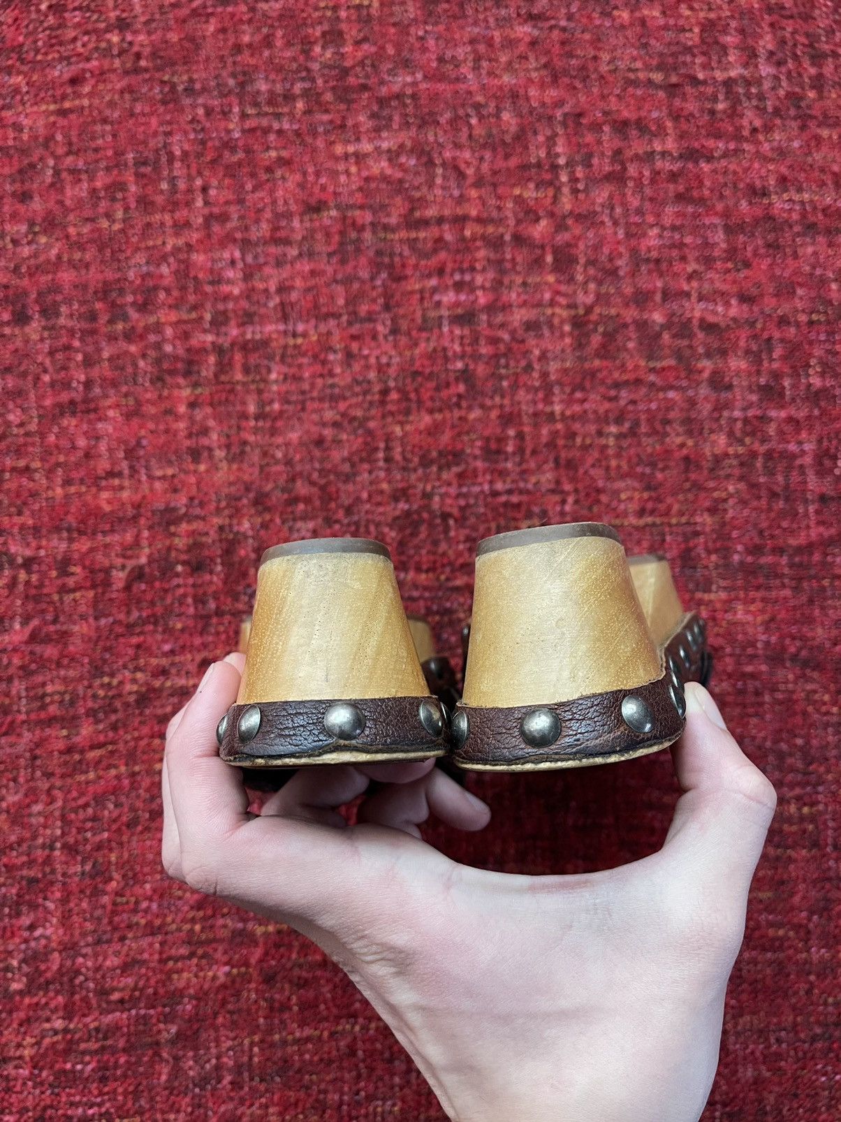 Miu Miu Miu Miu by Prada archive vintage leather/wood mules Size US 7 / IT 37 - 6 Thumbnail