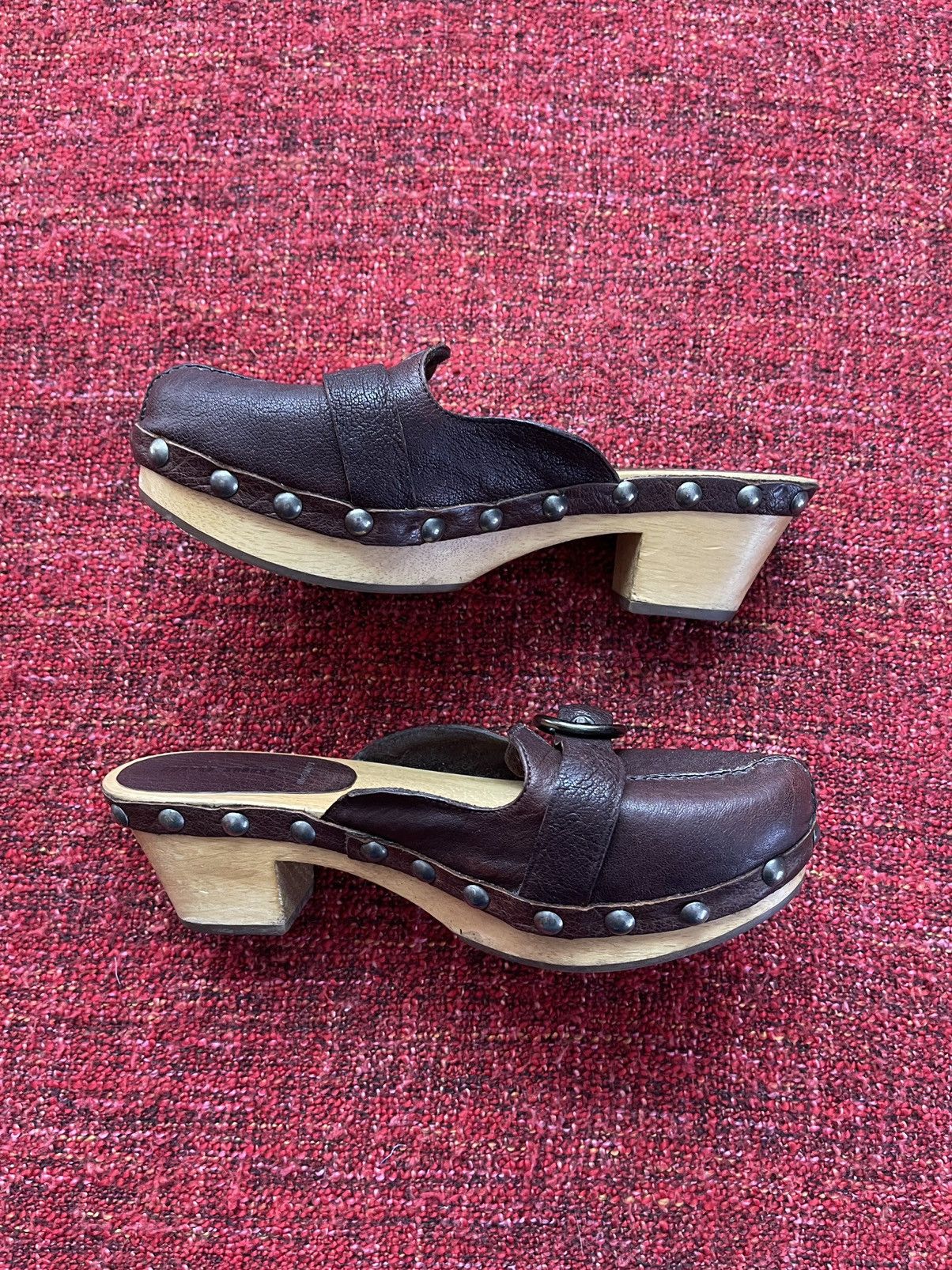 Miu Miu Miu Miu by Prada archive vintage leather/wood mules Size US 7 / IT 37 - 4 Thumbnail