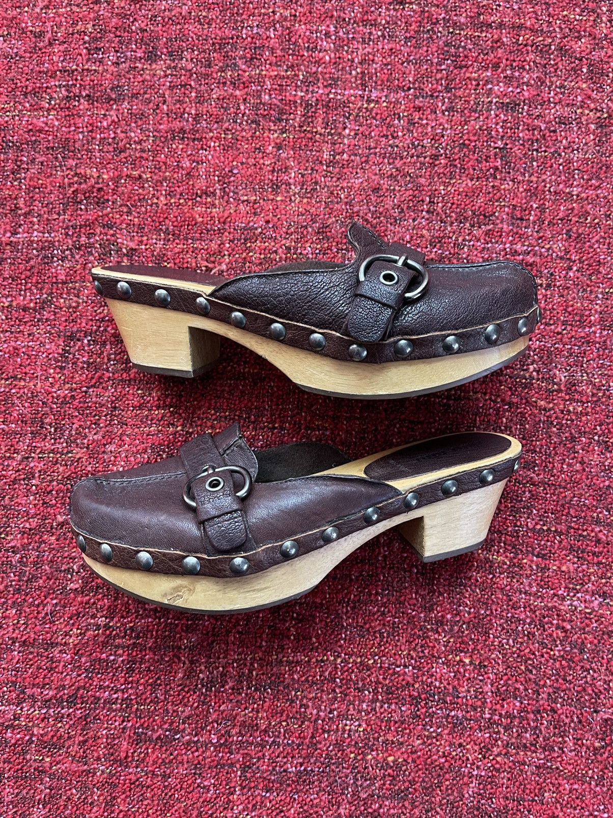 Miu Miu Miu Miu by Prada archive vintage leather/wood mules Size US 7 / IT 37 - 3 Thumbnail