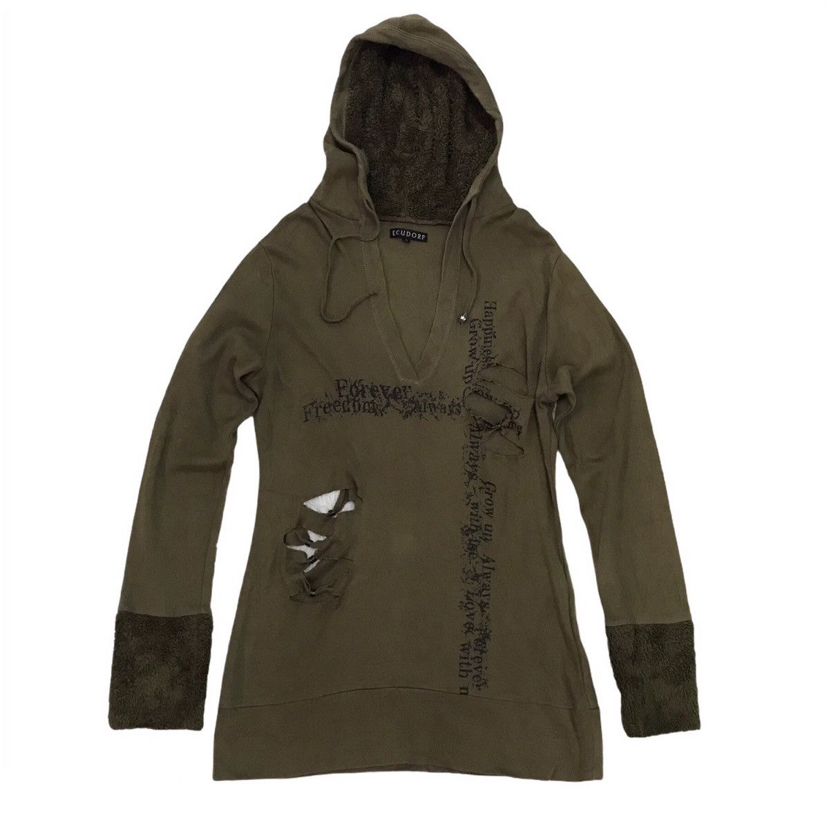 image of Free Style Equdorp Cutting Distress Style Sweatshirt/sweater Hoodie, Men's (Size Large)