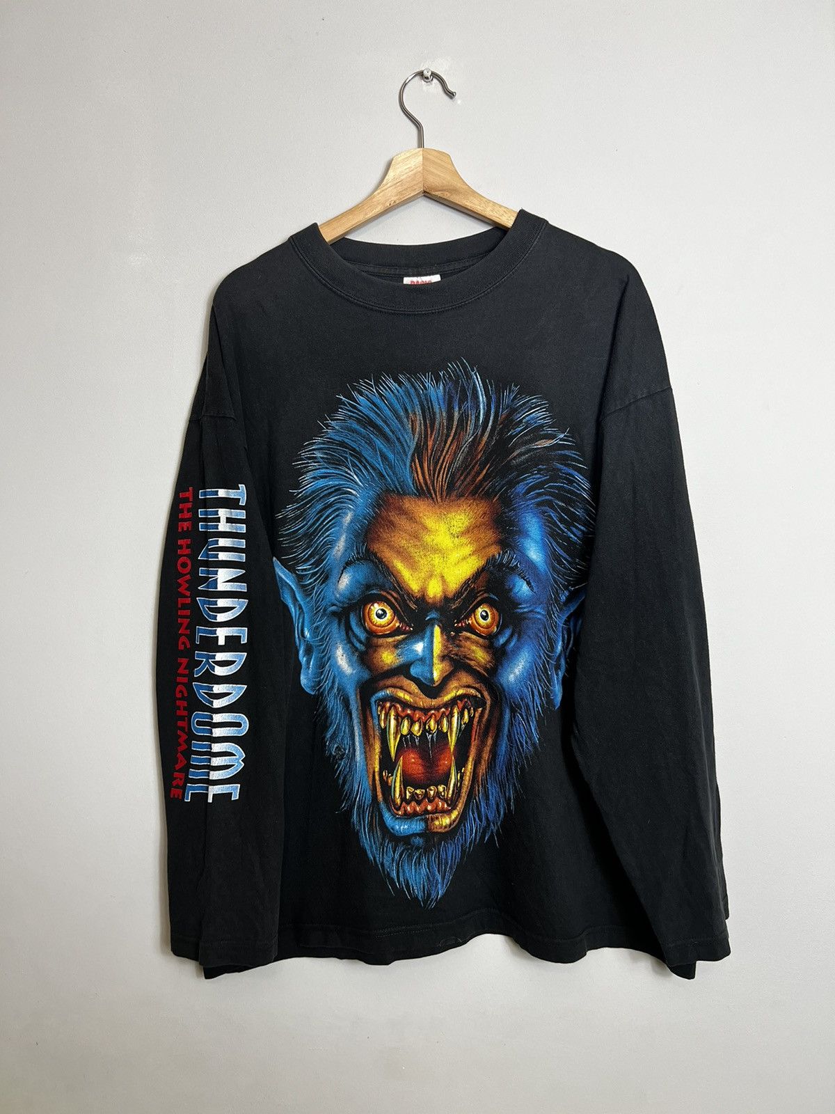 image of Vintage 90's Thunderdome Xv Howling Nightmare Band Tee Gabber in Black, Men's (Size XL)